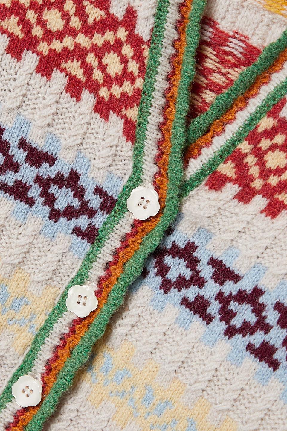 Doen Alba Fair Isle Recycled Cashmere And Wool Blend Cardigan in