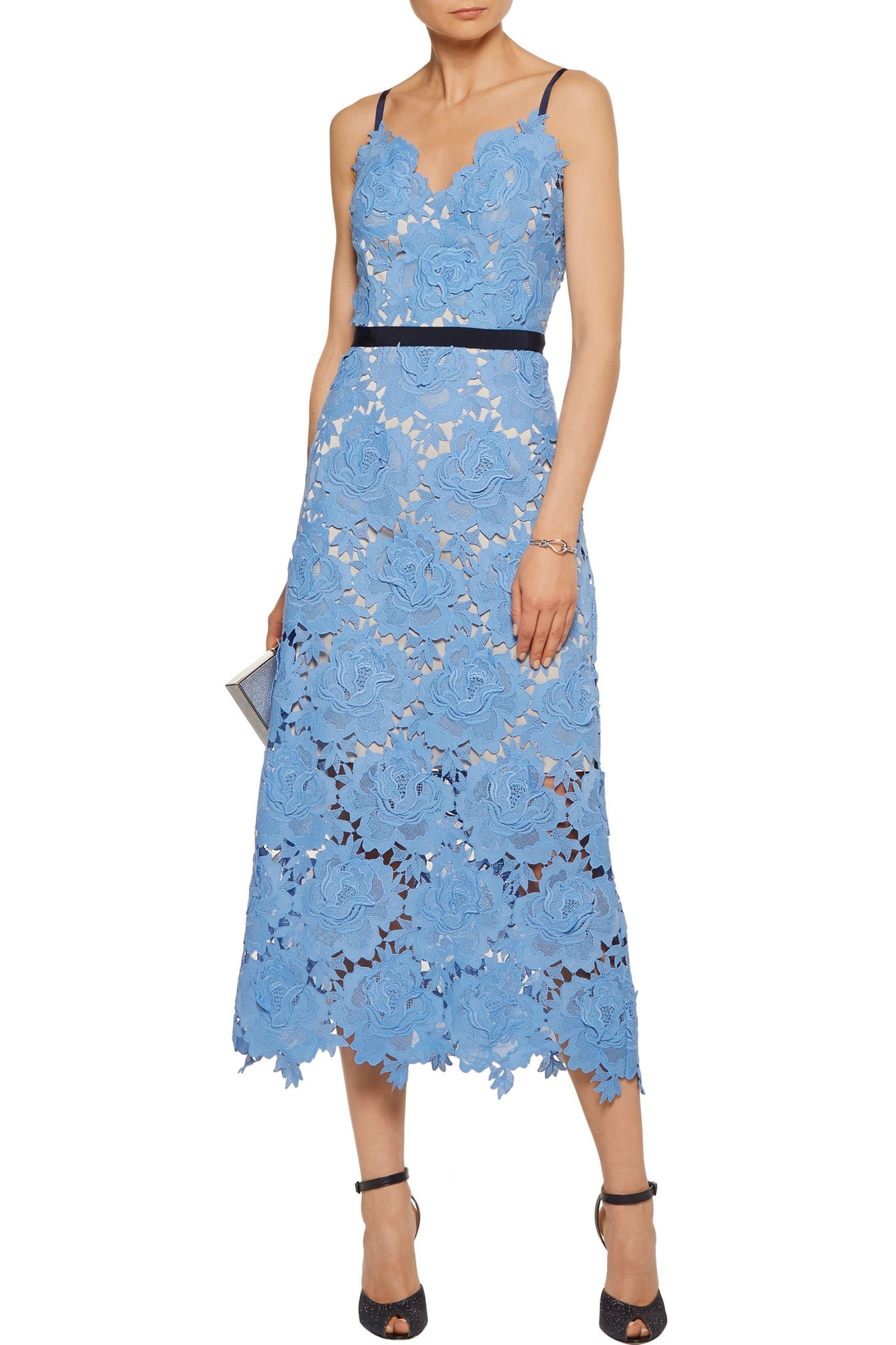 Catherine Deane Frida Guipure Lace Midi Dress Light Blue - Lyst