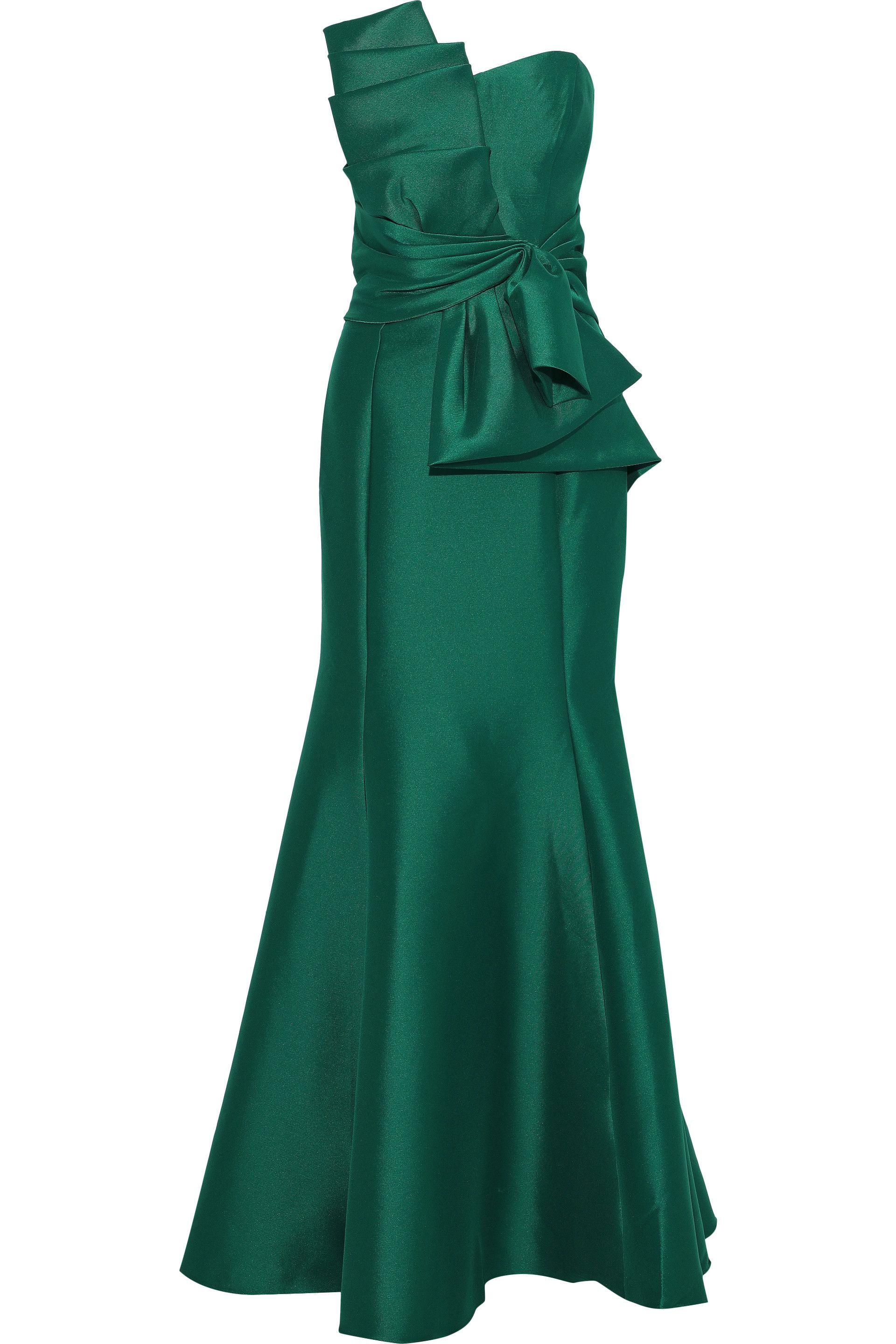 badgley mischka strapless bow front gown
