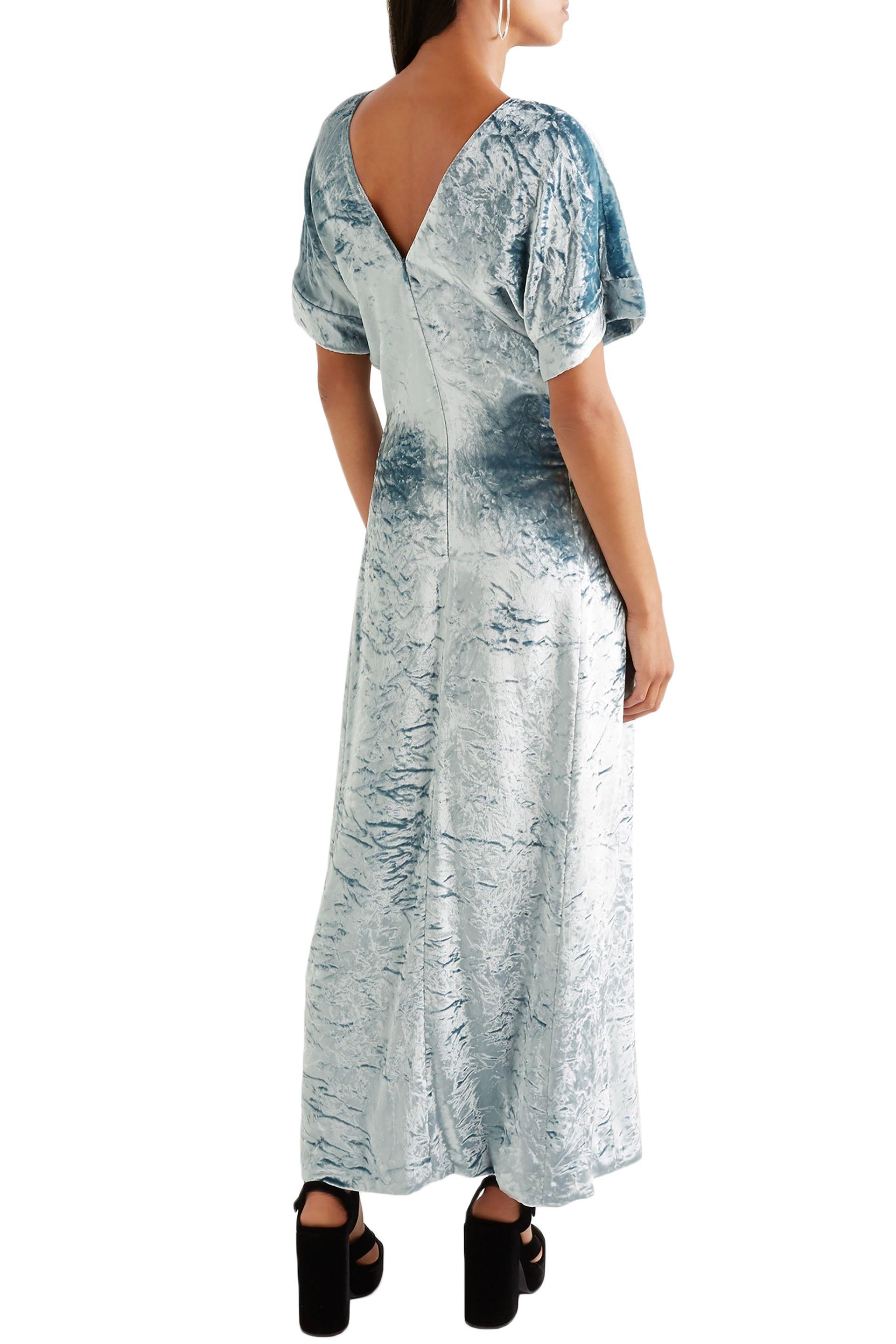 sky blue velvet dress