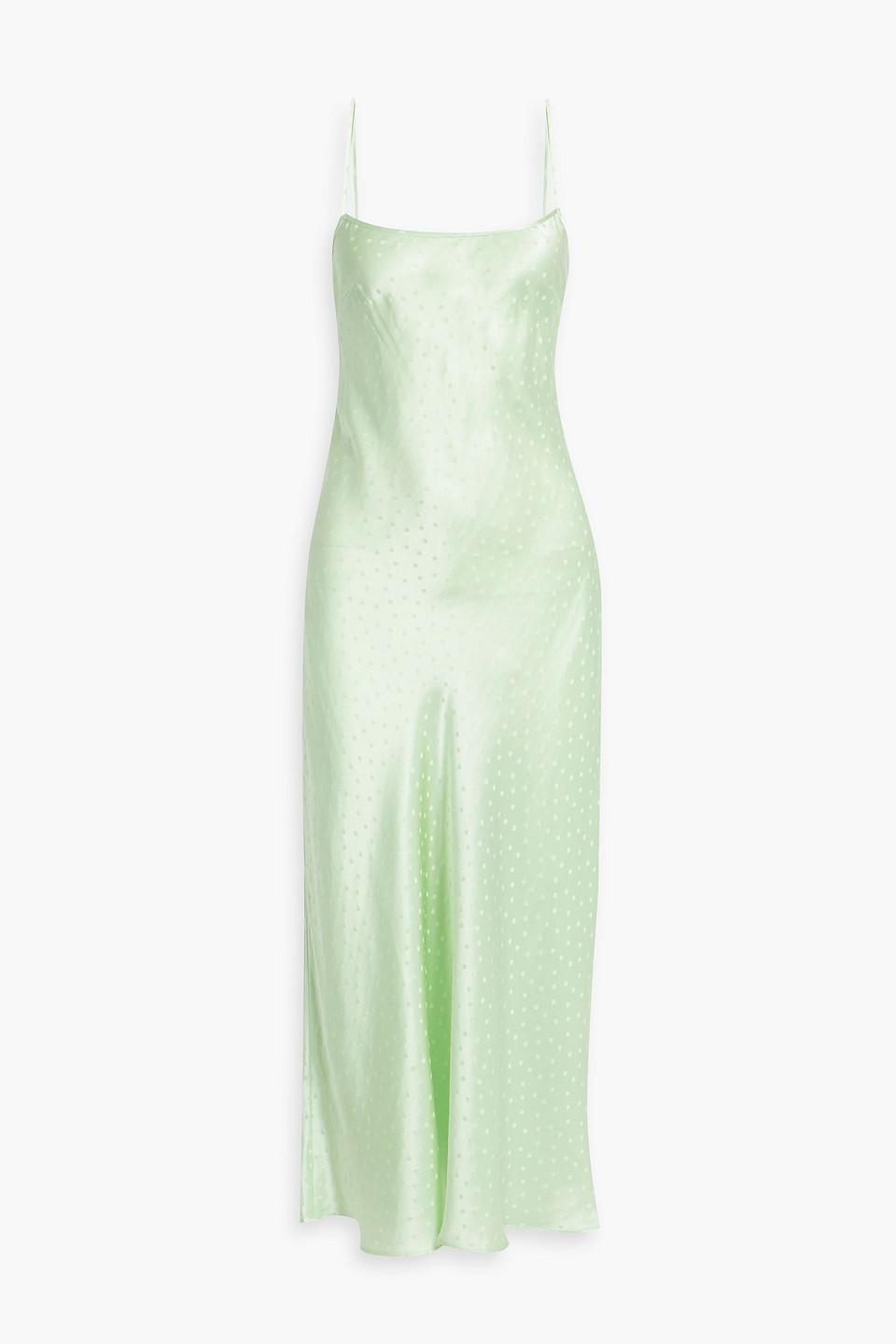 RIXO London Holly Polka dot Silk satin Jacquard Midi Slip Dress in Green Lyst UK