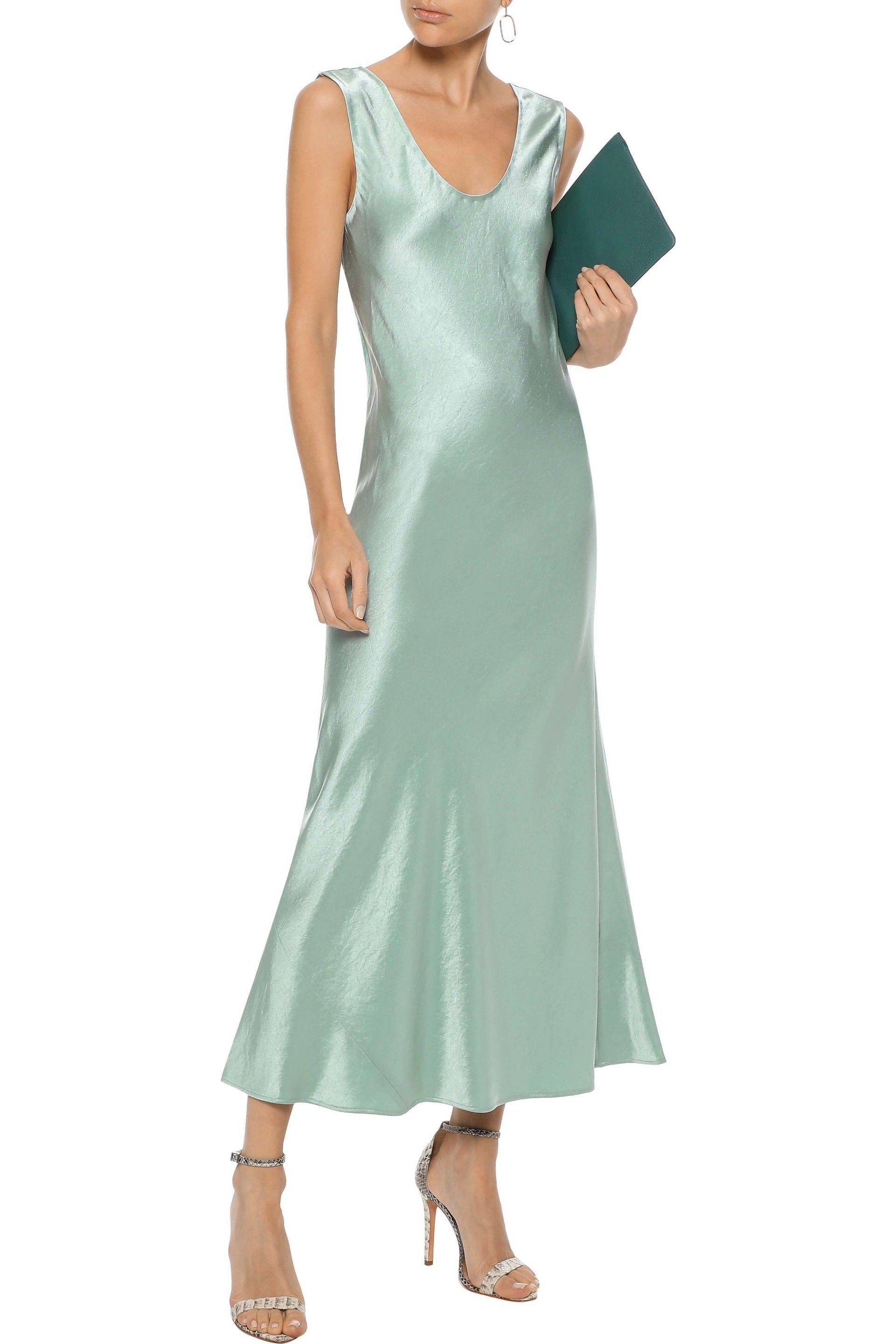 Theory Draped Satin Gown Mint in Green ...