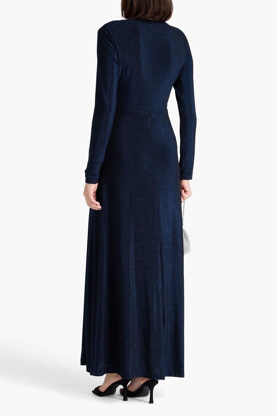 Diane von Furstenberg Raffi Draped Metallic Jersey Maxi Dress in Blue |  Lyst Australia