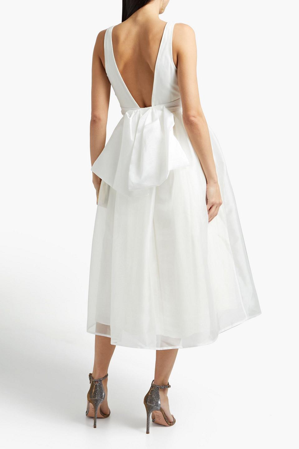 Sachin Babi Carmina Bow embellished Gathered Organza Midi Dress