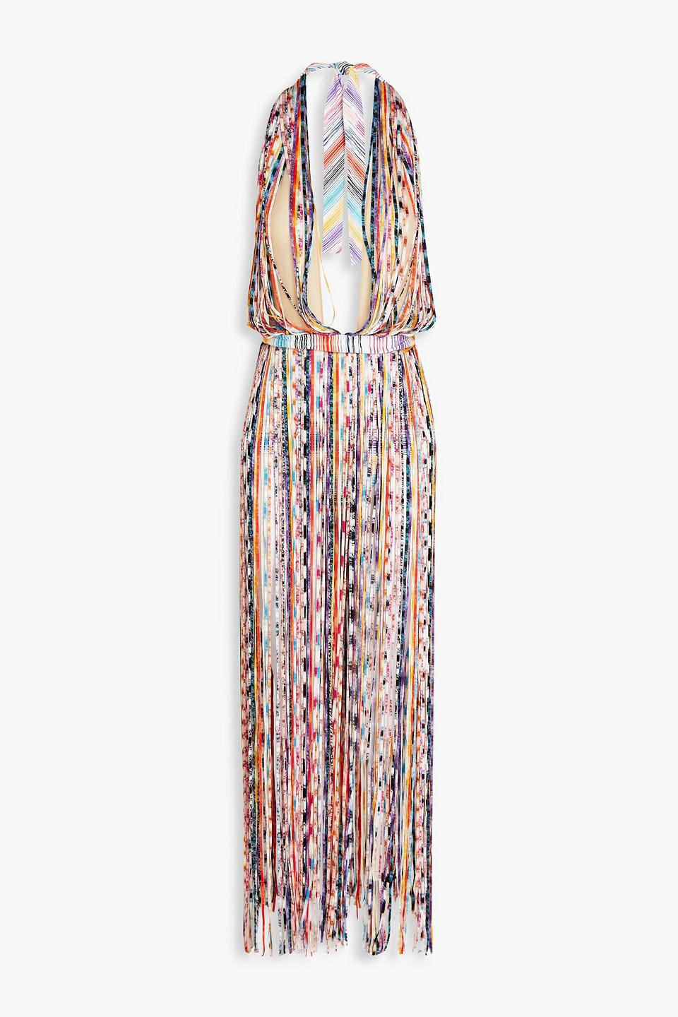 Missoni Striped Fringed Crochet-knit Coverup in White | Lyst