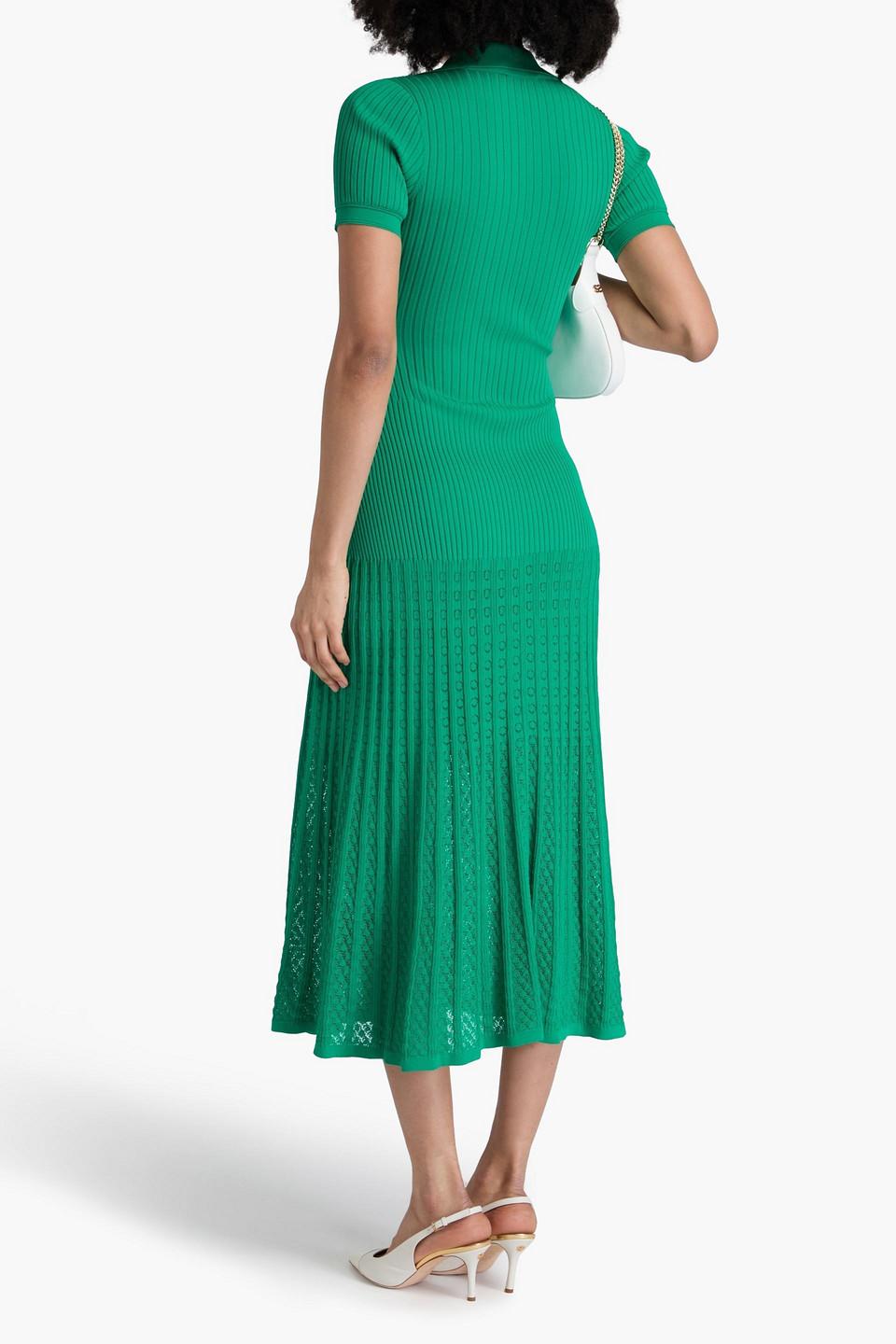 Sandro Embellished Ribbed And Pointelle-knit Midi Shirt Dress in Green | Lyst UK Sandro Embellished Ribbed And Pointelle-knit Midi Shirt Dress in Green | Lyst UK