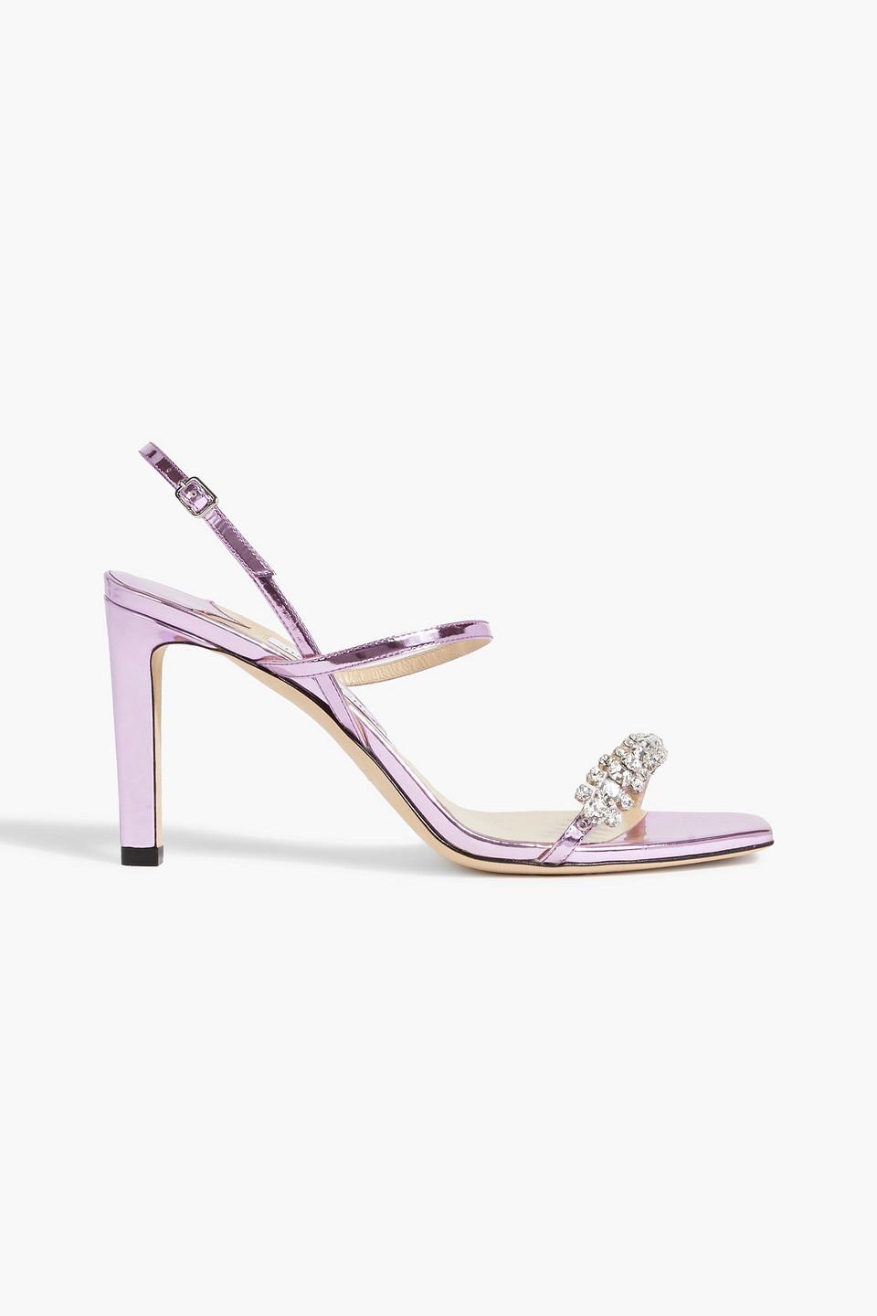 Jimmy Choo Meira 85 Crystal-embellished Mirrored-leather