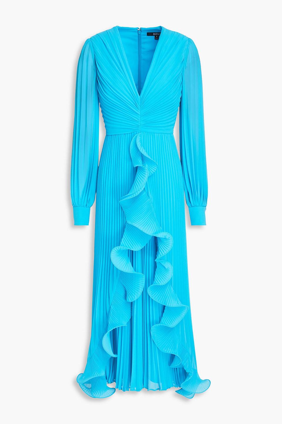 badgley mischka pleated a-line midi dress Badgley Mischka Women's Off-the-Shoulder Cocktail Dress - Red