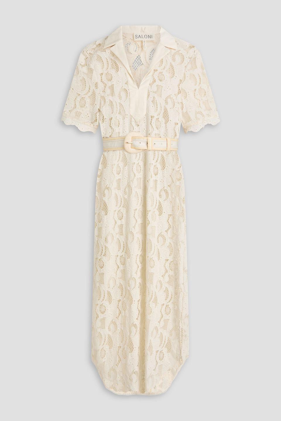 saloni fara broderie anglaise cotton midi dress Matches