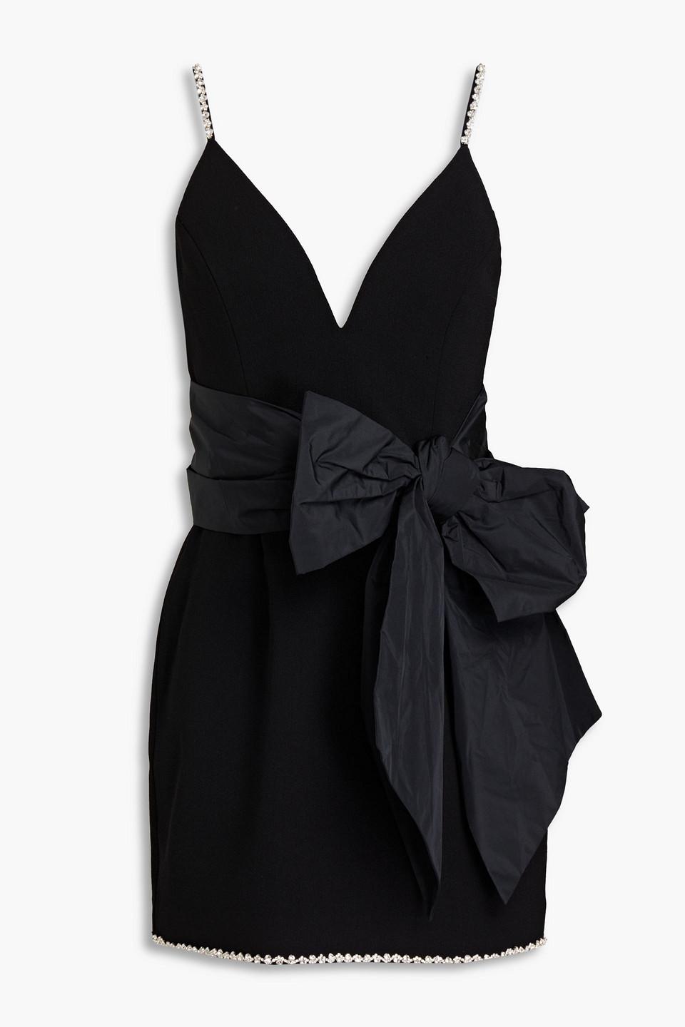 Rebecca Vallance Amara Bow-embellished Crepe Mini Dress in Black | Lyst