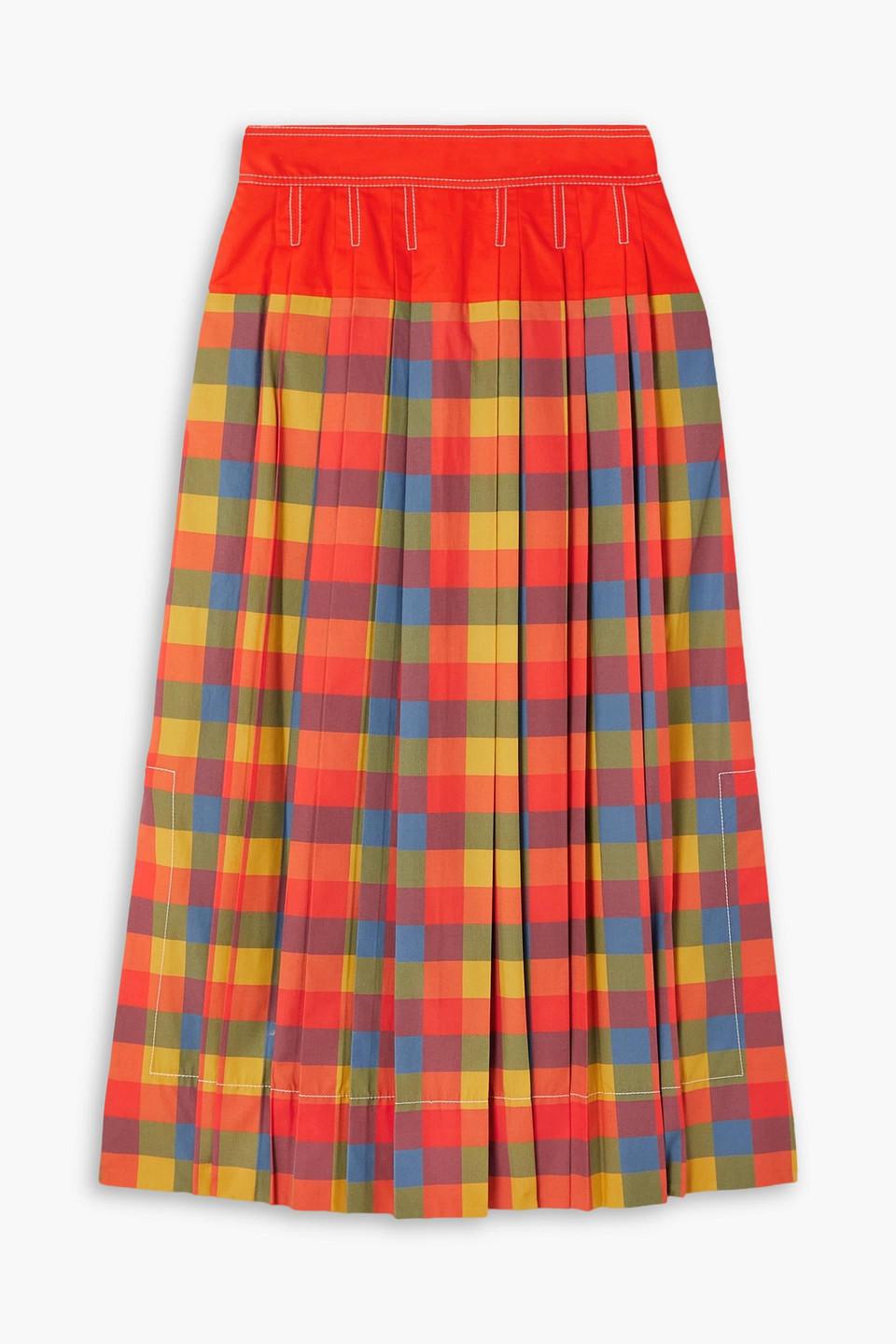 Plaid pleated skirt tory burch discount