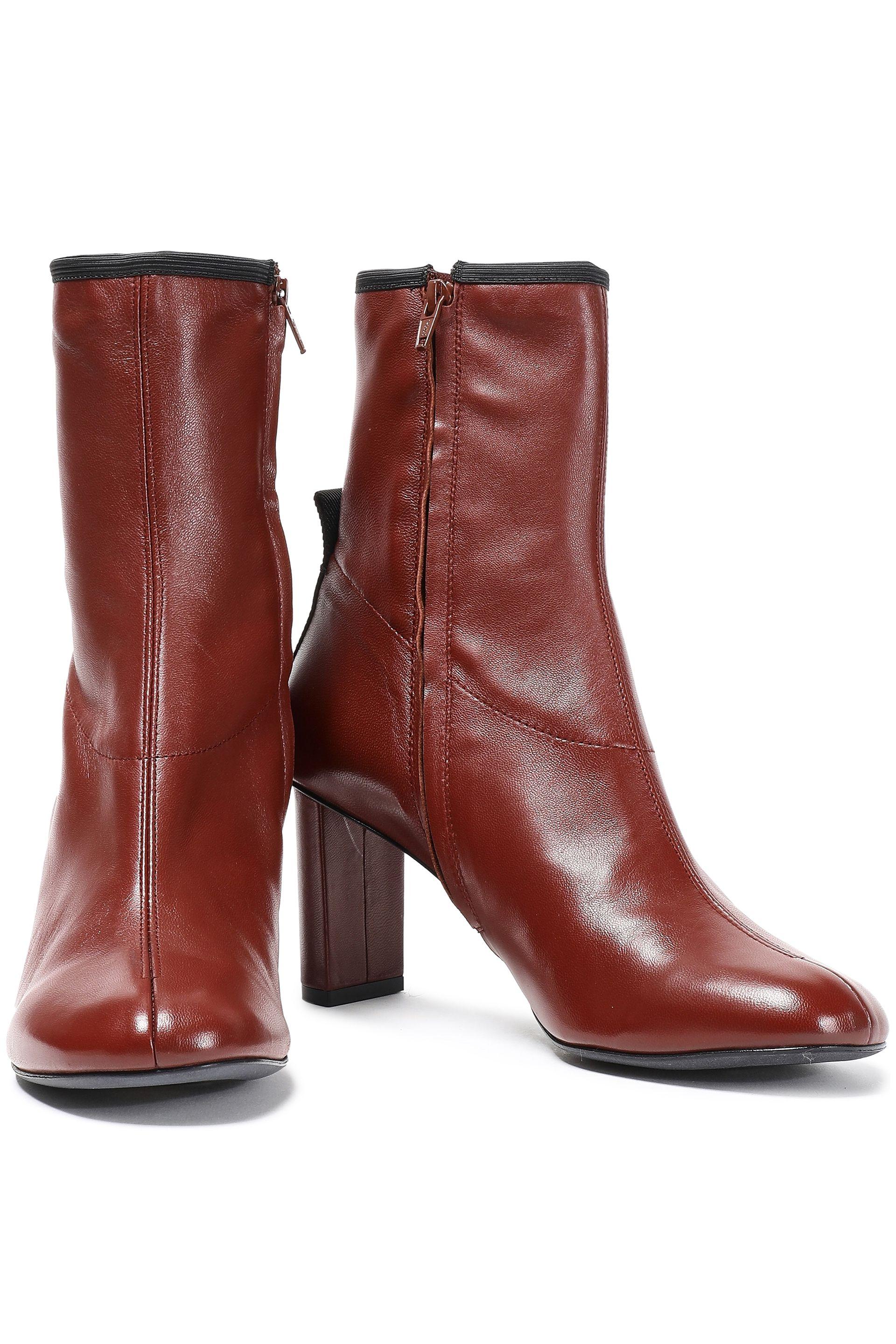 JOSEPH Leather Ankle Boots Brick in Red Lyst