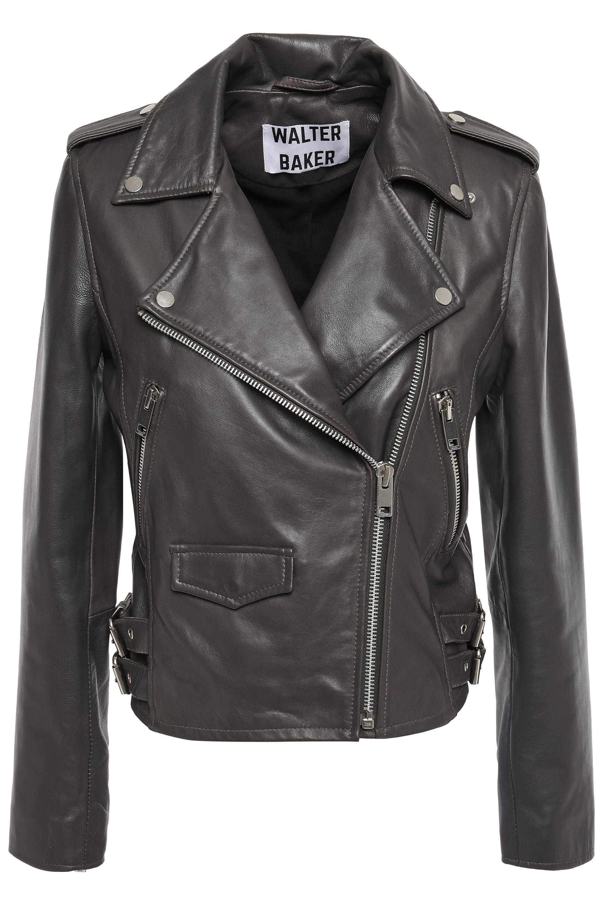 W118 by Walter Baker Leather Biker Jacket Dark Gray - Lyst