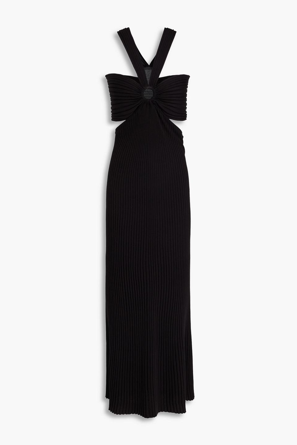 Ba&sh Cutout Ribbed-knit Maxi Dress in Black | Lyst UK