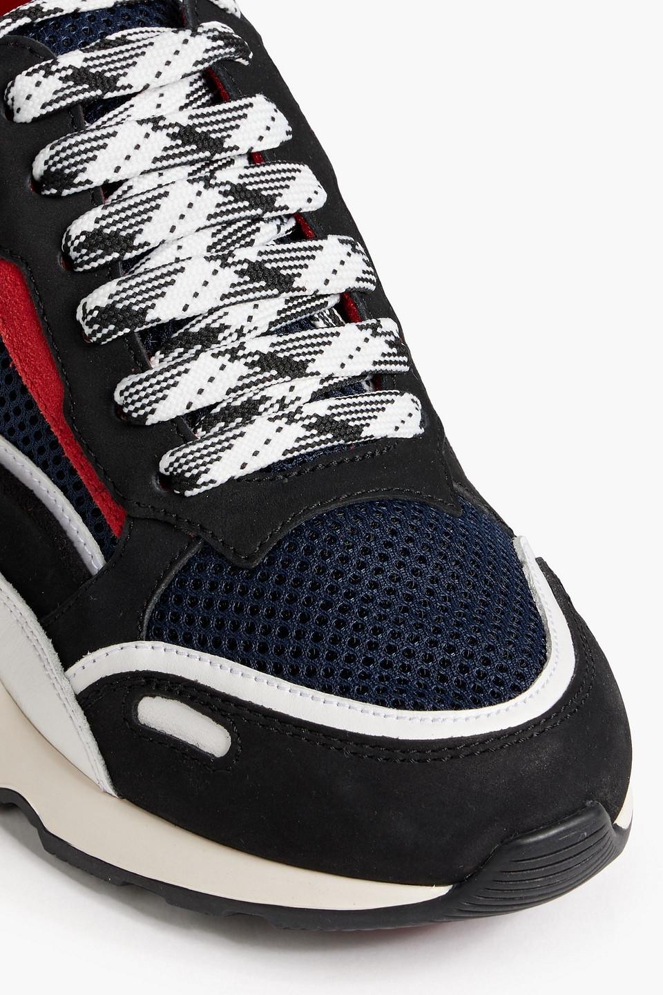 Sandro Flame Mesh Leather And Suede Sneakers in Blue Lyst