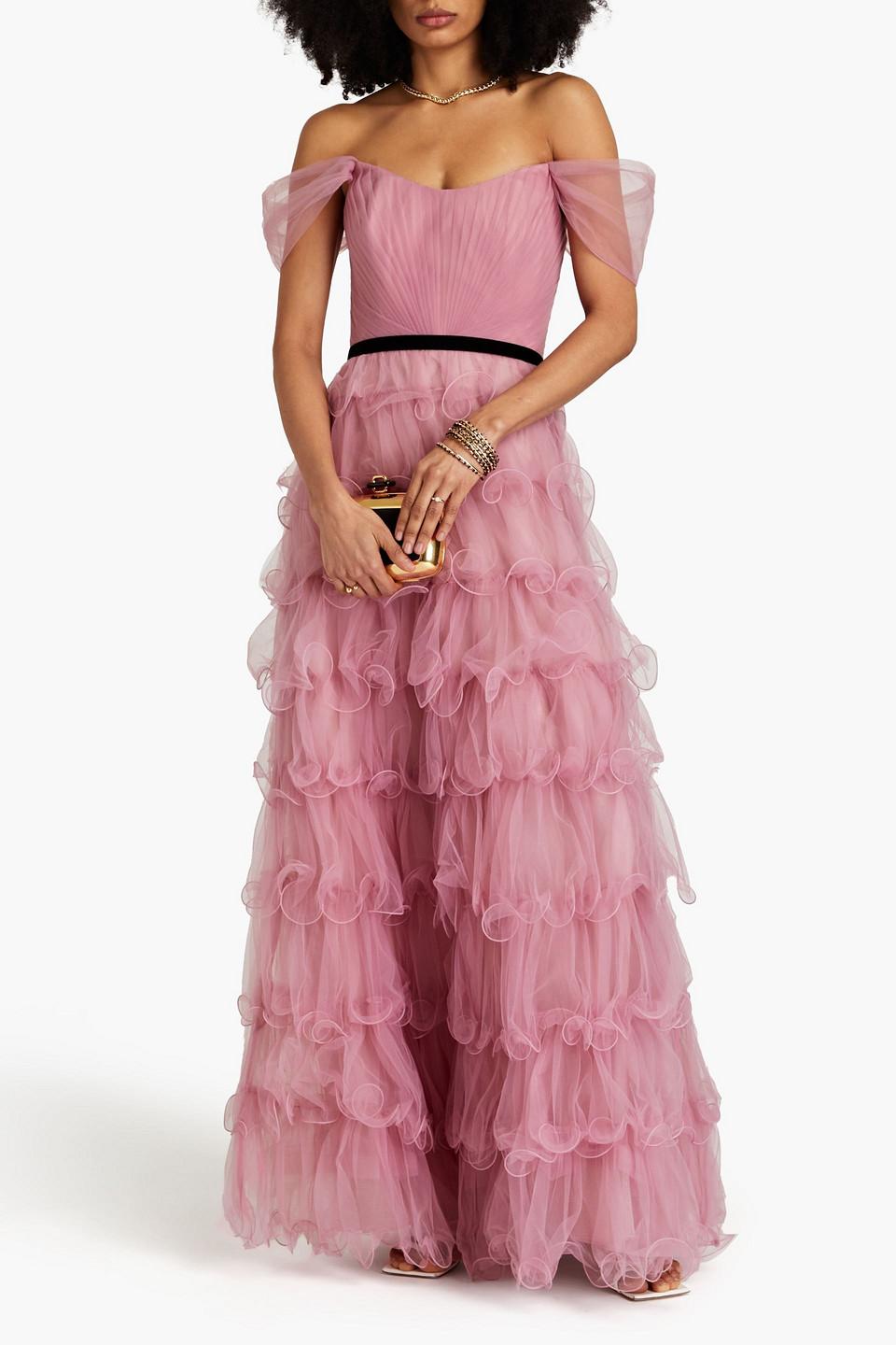 Marchesa notte textured tulle gown sale