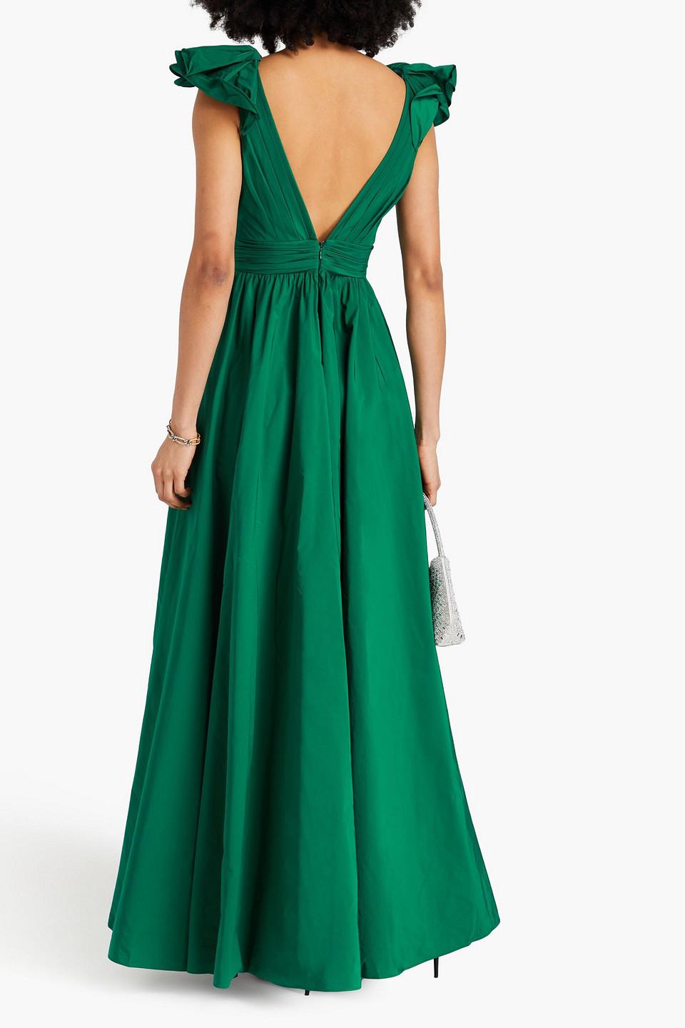 Marchesa Pleated Taffeta Gown in Green | Lyst Canada Marchesa Pleated Taffeta Gown in Green | Lyst Canada