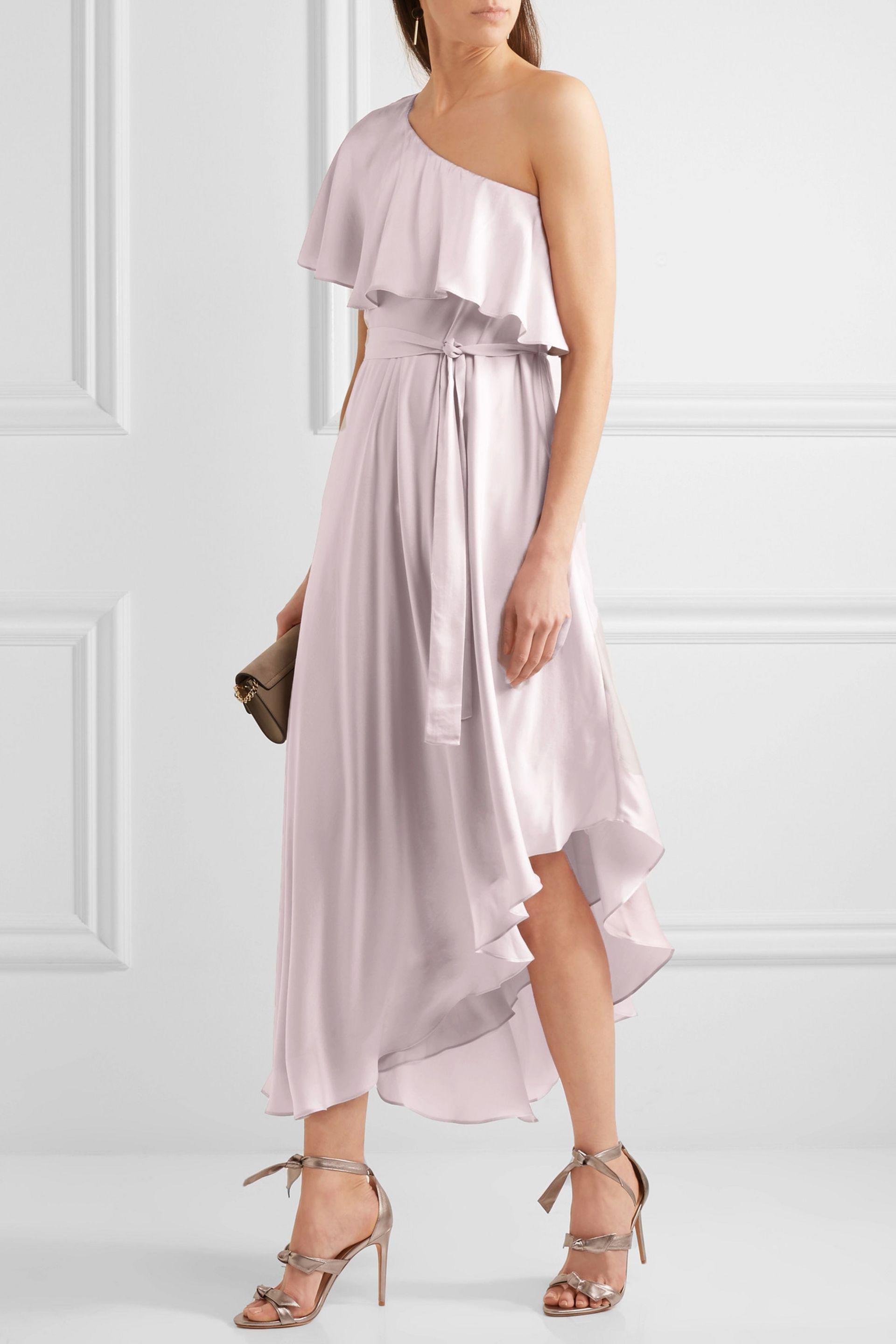 one shoulder silk dress