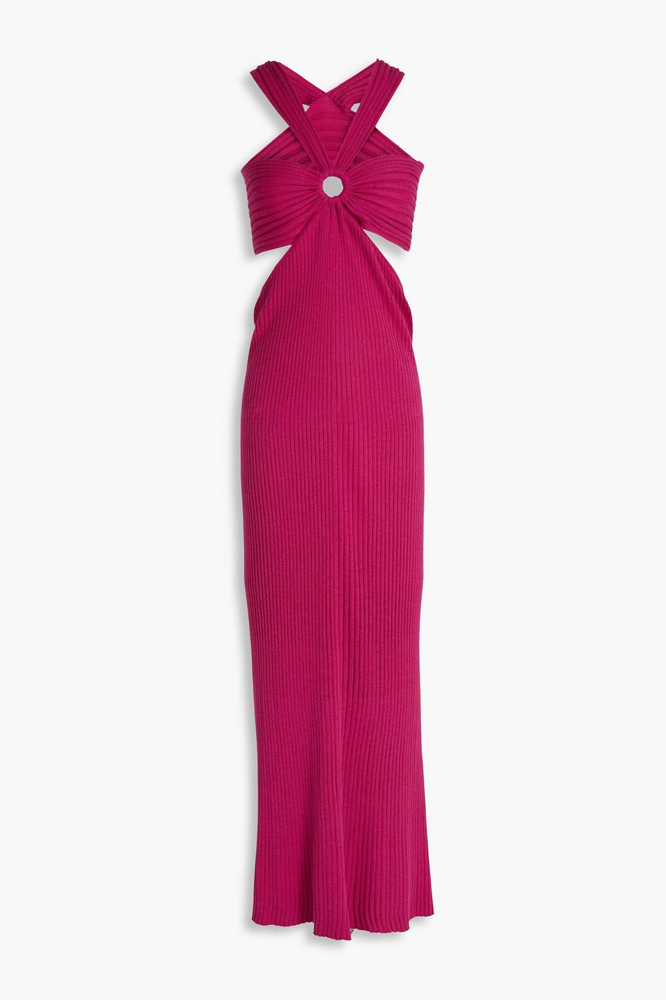 Ba&sh Cutout Ribbed-knit Maxi Dress in Pink | Lyst UK
