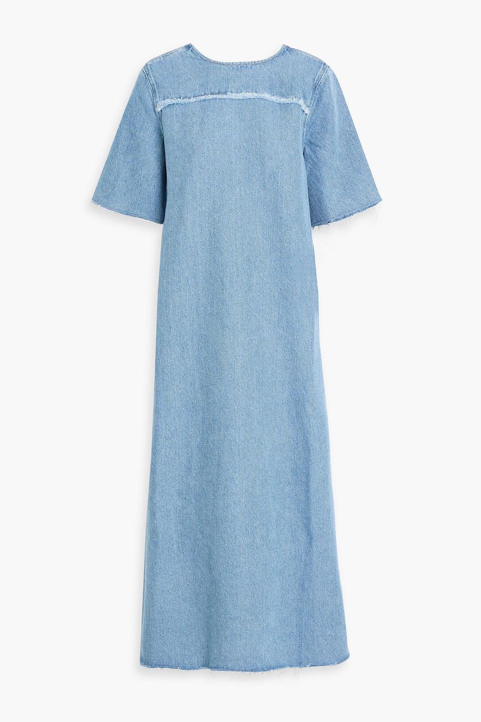 Ganni Denim Midi Dress in Blue | Lyst
