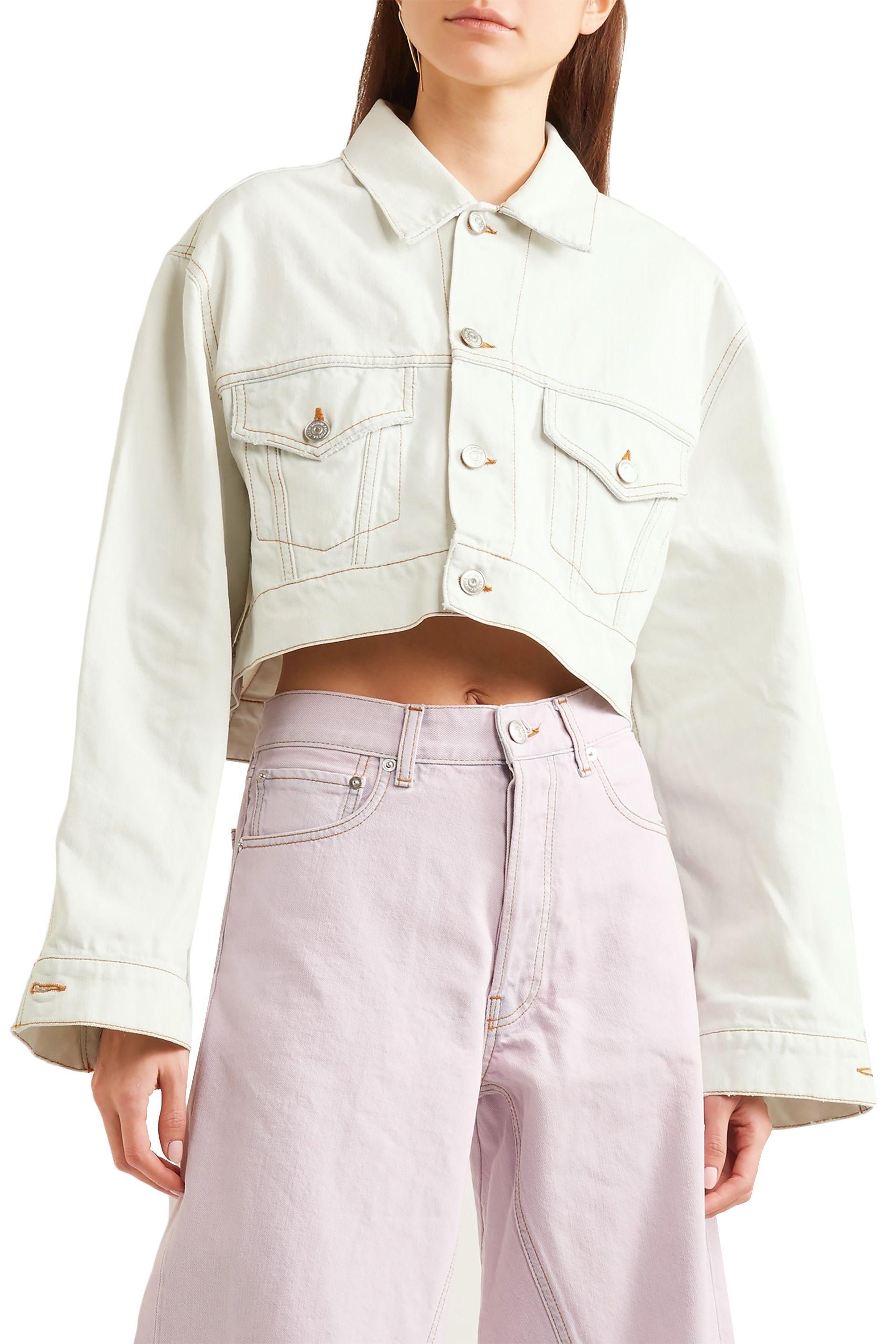 white cropped jeans jacket