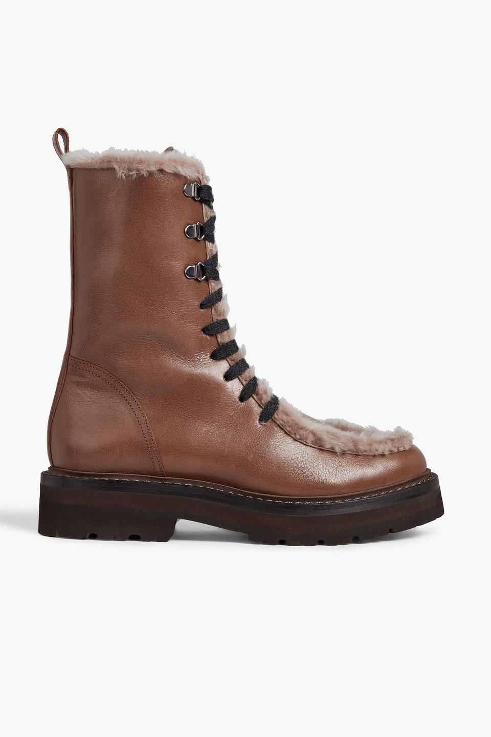 shearling combat boots