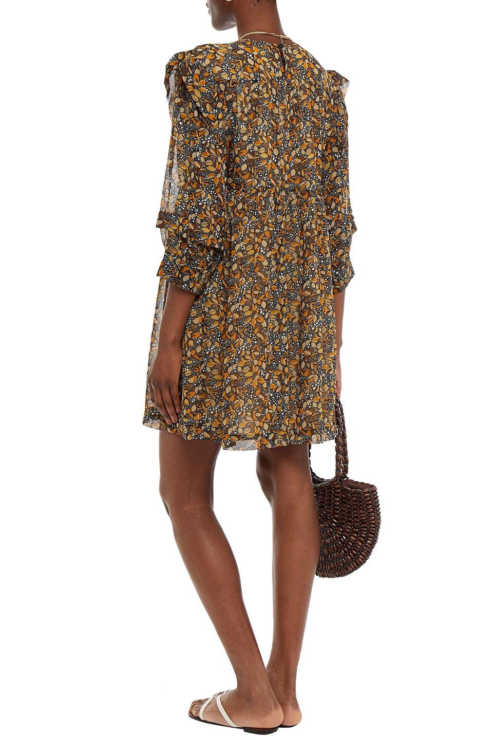 Ba&sh Synthetic Sandra Ruffle-trimmed Printed Georgette Mini Dress in  Charcoal (Brown) - Lyst