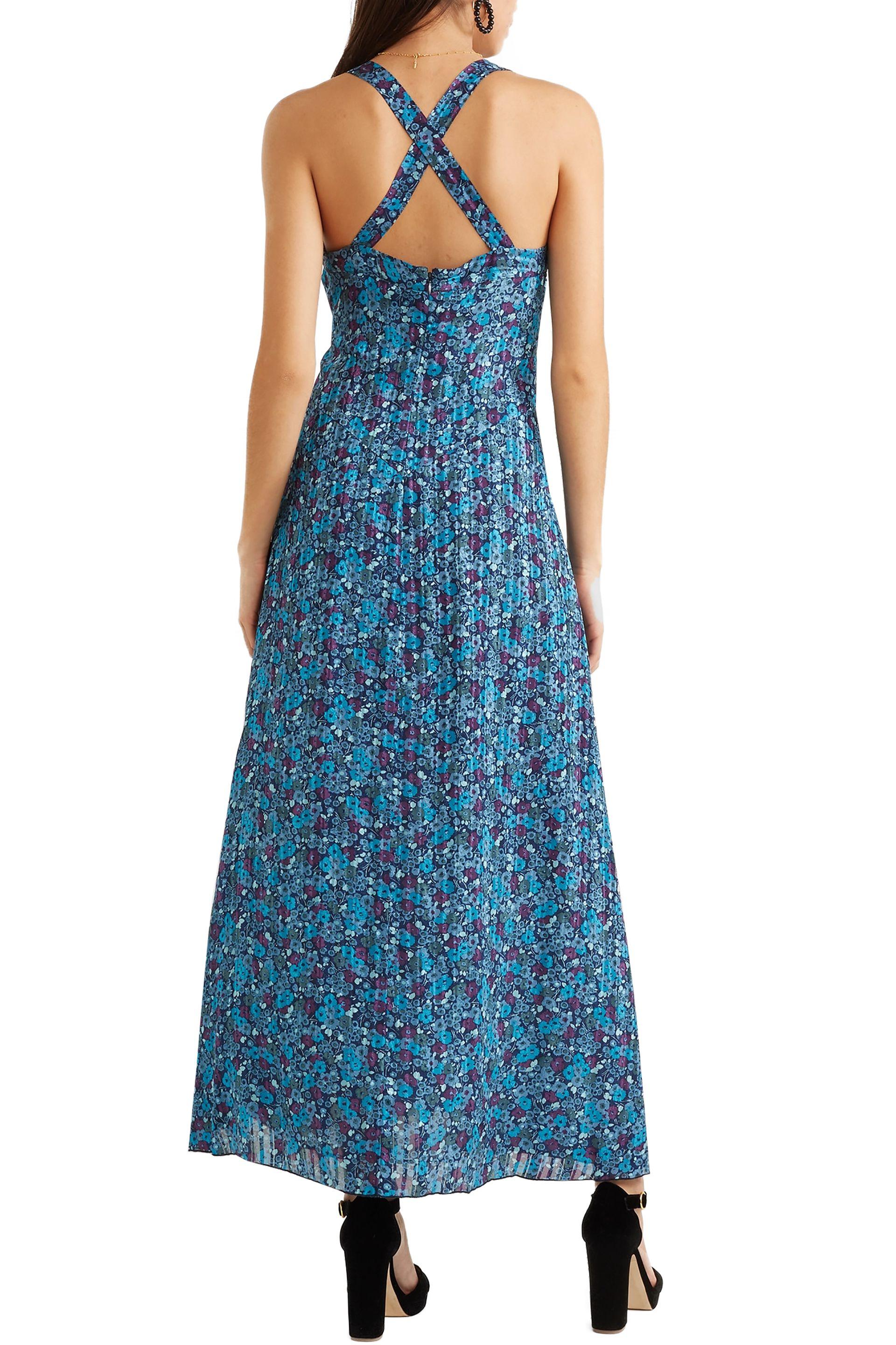 Anna Sui Incense And Joy Printed Silk Jacquard Maxi Dress Blue Lyst