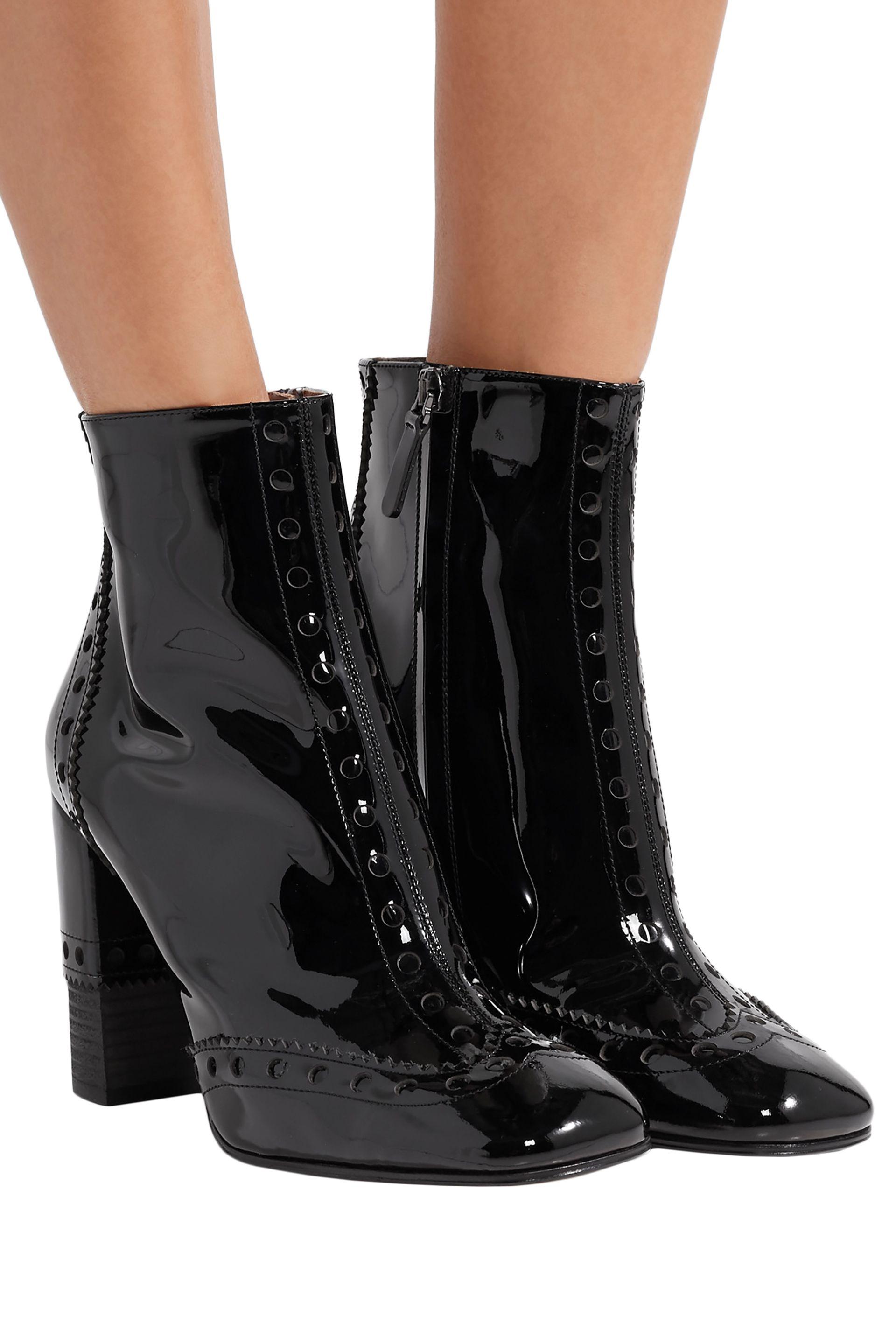 Chloé Chloé Perry Patent-leather Ankle Boots Black - Lyst