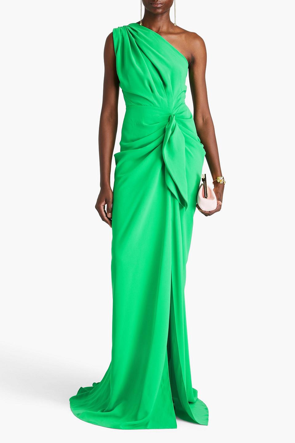 rhea costa green dress Karen One-Shoulder Long Dress In Pine Green – Rhea Costa main image 1