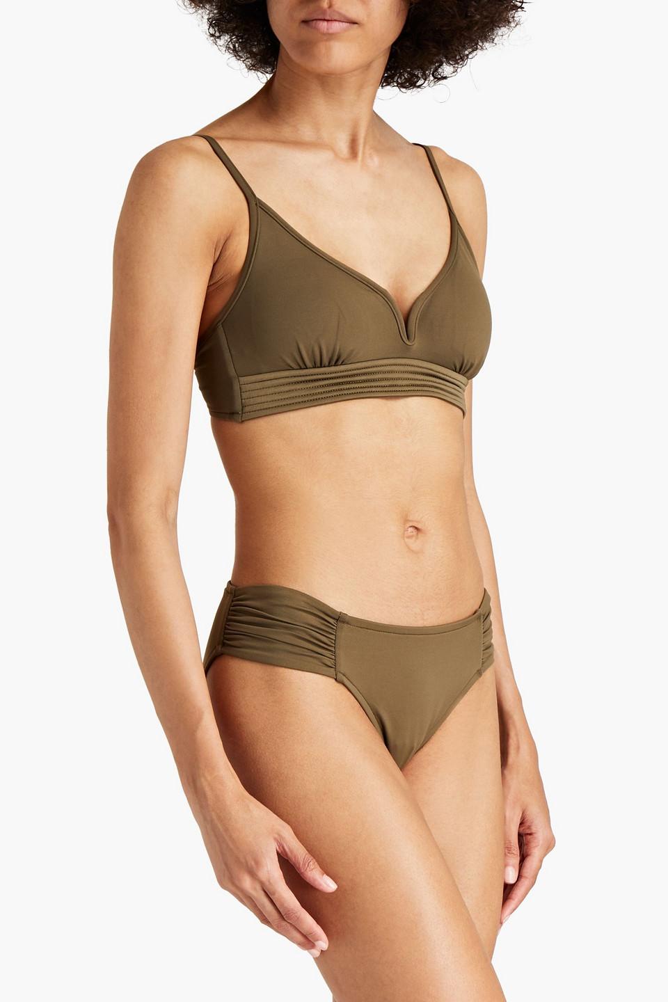 Seafolly Synthetic Gathered Ribbed Triangle Bikini Top in Green | Lyst
