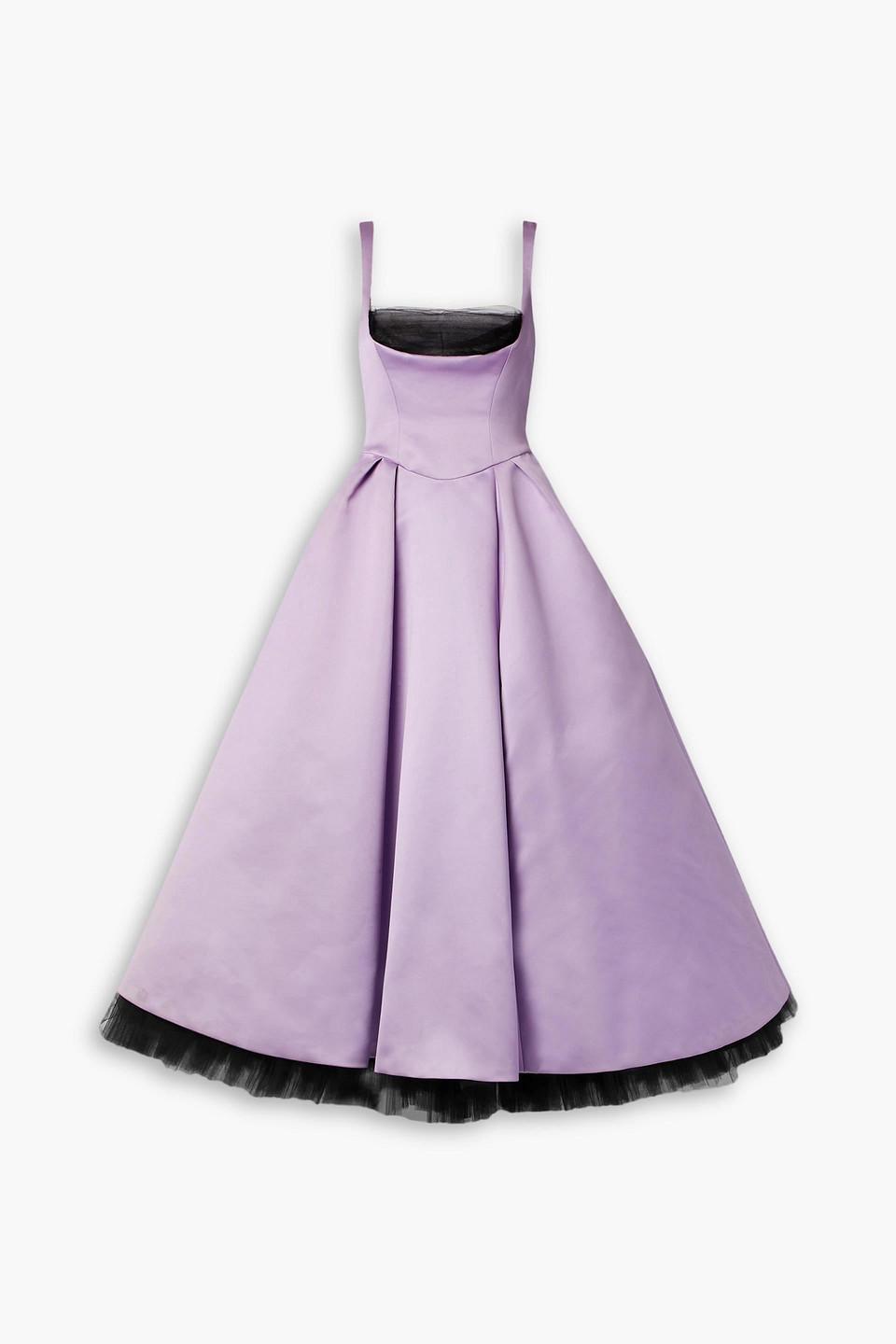 carolina herrera purple dress Carolina Herrera Draped Off-Shoulder Column Gown