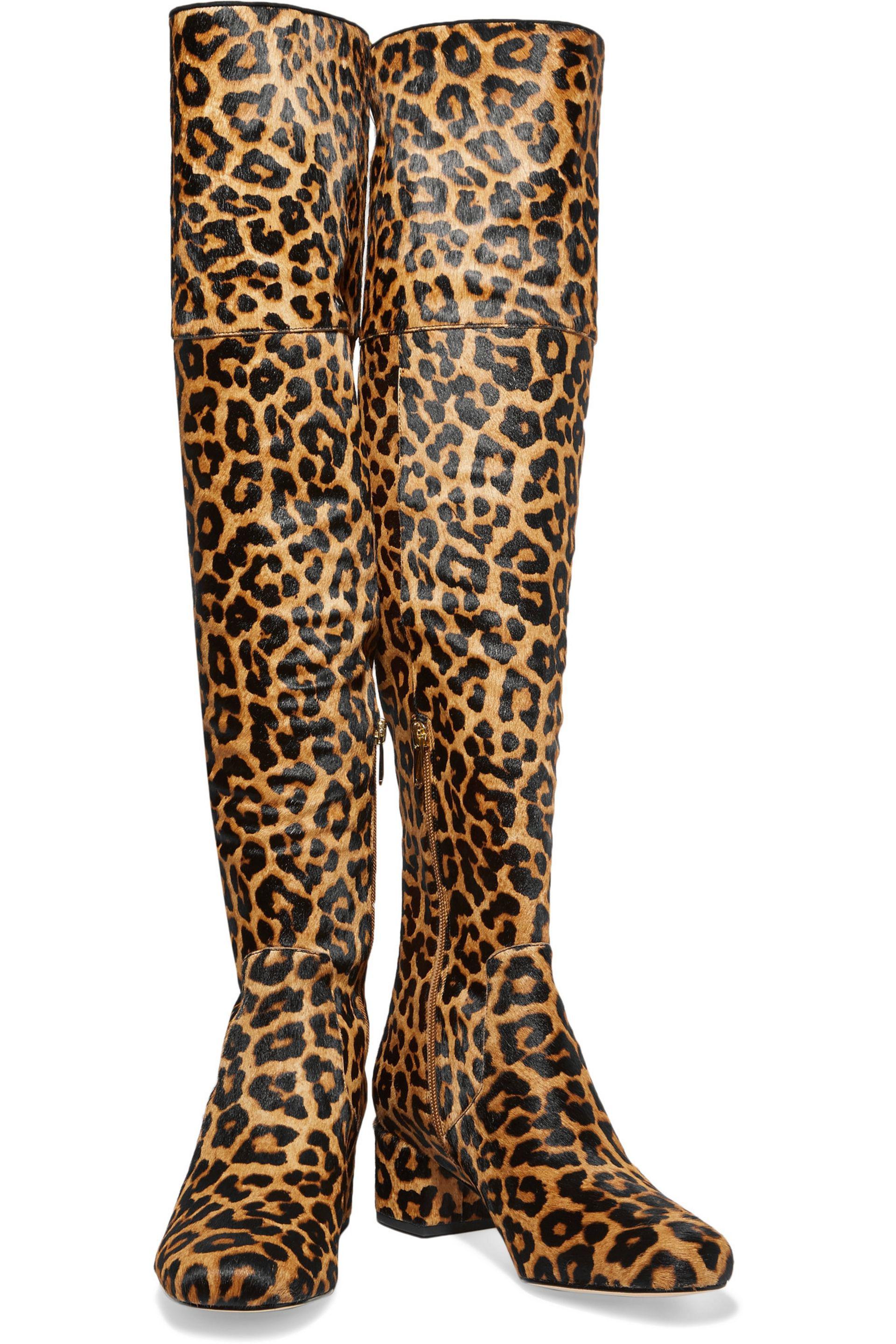leopard knee boots