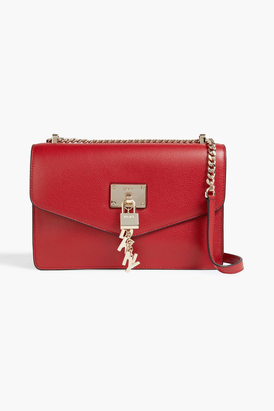 DKNY Elissa Large Embellished Leather Shoulder Bag in Red | Lyst