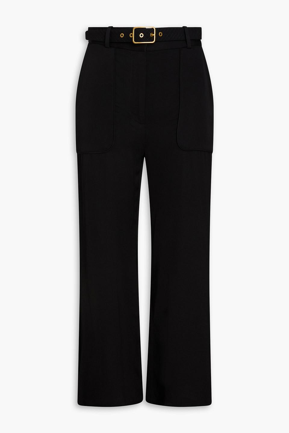 パンツ Zimmermann FW23 PANTALONE (7895PRF23 BLK) ZIMMERMANN Belted shantung wide-leg pants | THE OUTNET