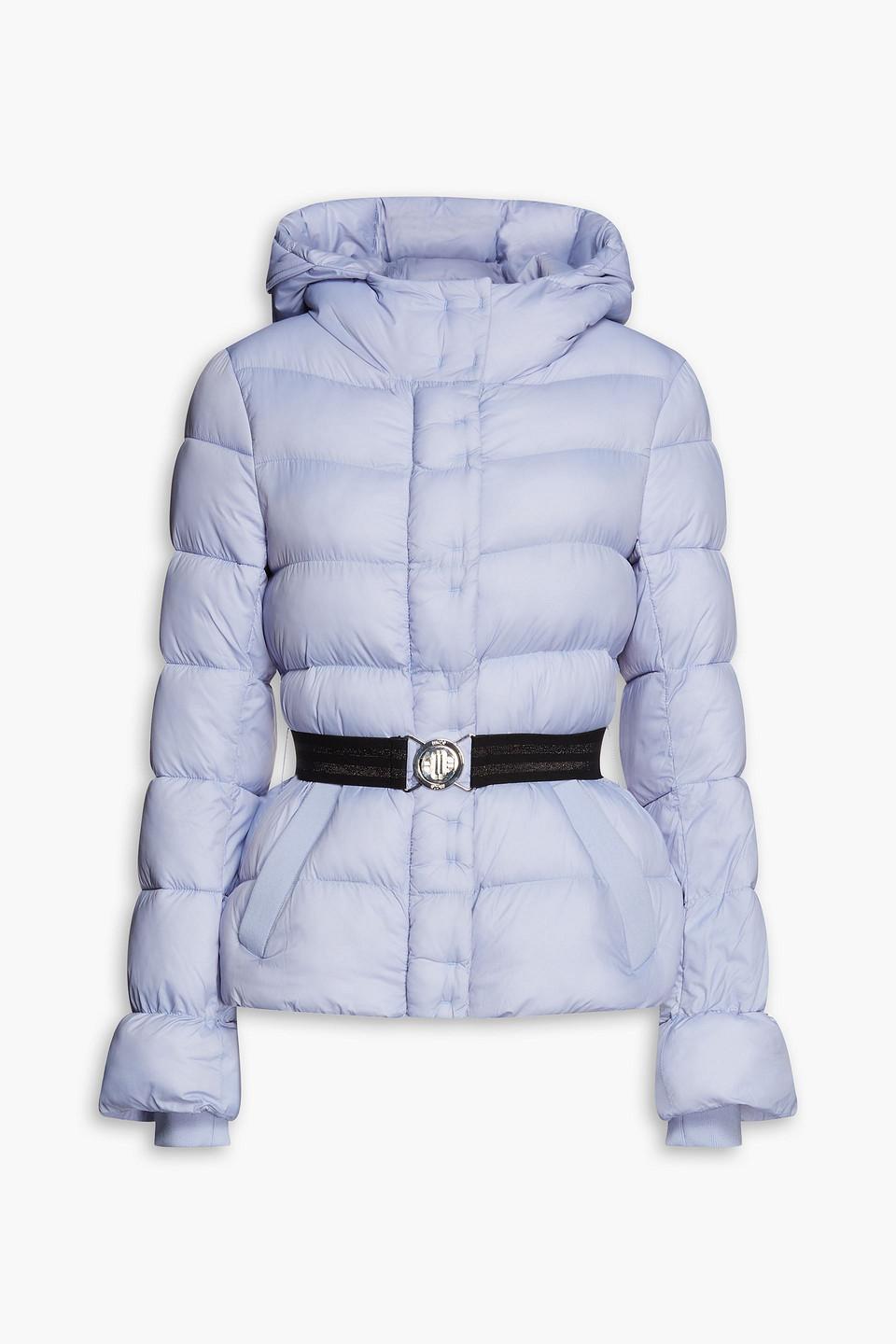 Maje Quilted Belted Shell Hooded Jacket in Blue | Lyst Canada