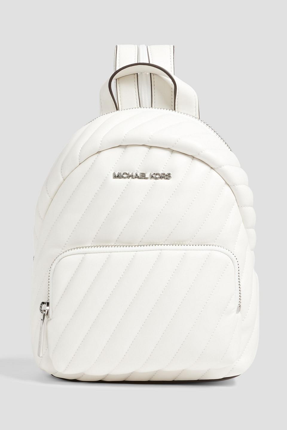 MICHAEL Michael Kors Erin Quilted Faux Leather Backpack in White | Lyst