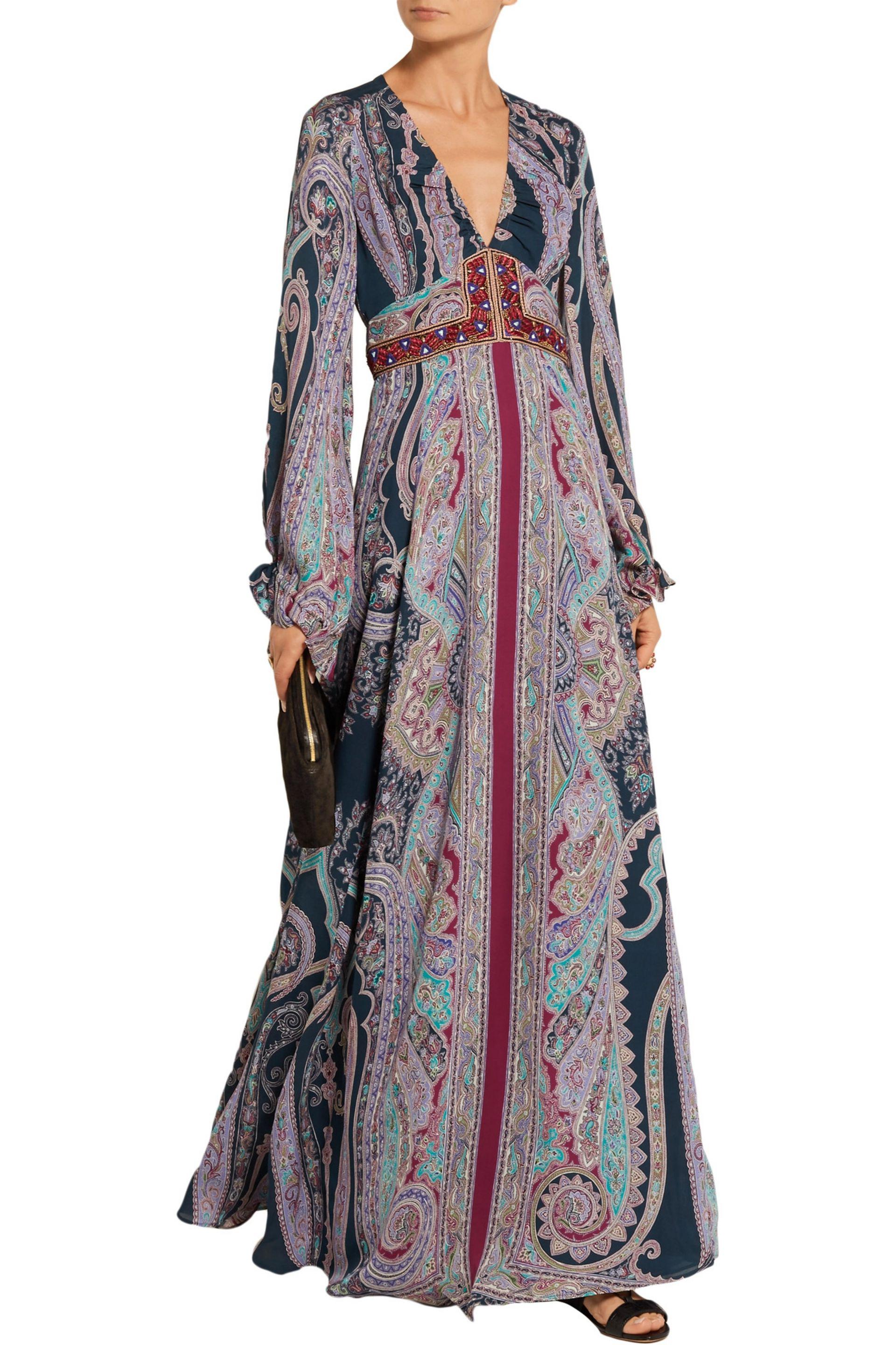 printed silk maxi dress