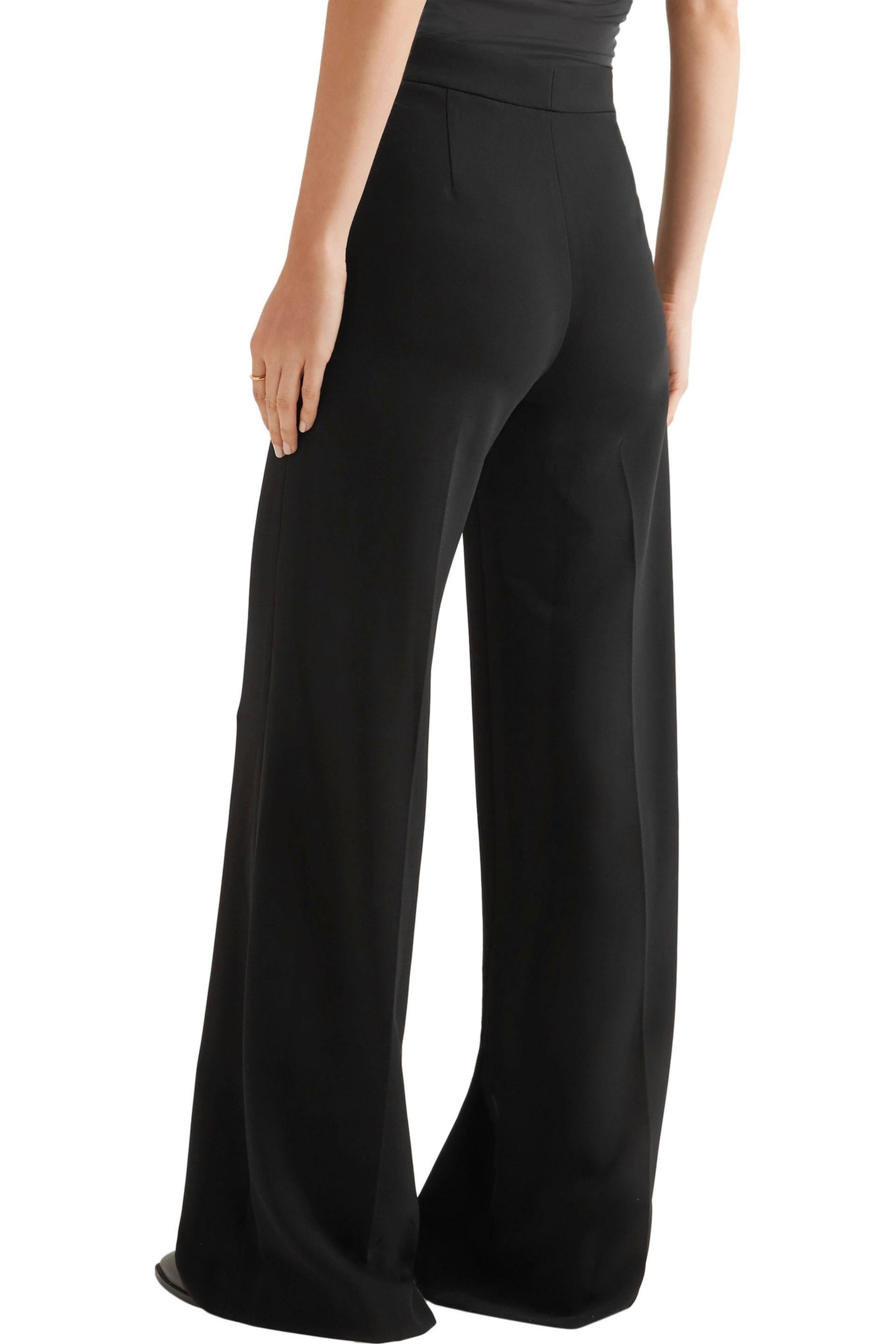 Black Crepe High Waisted Wide Leg Pant