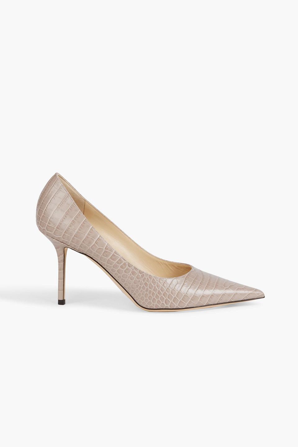 Jimmy Choo Love 85 Croc-effect Leather Pumps in White | Lyst