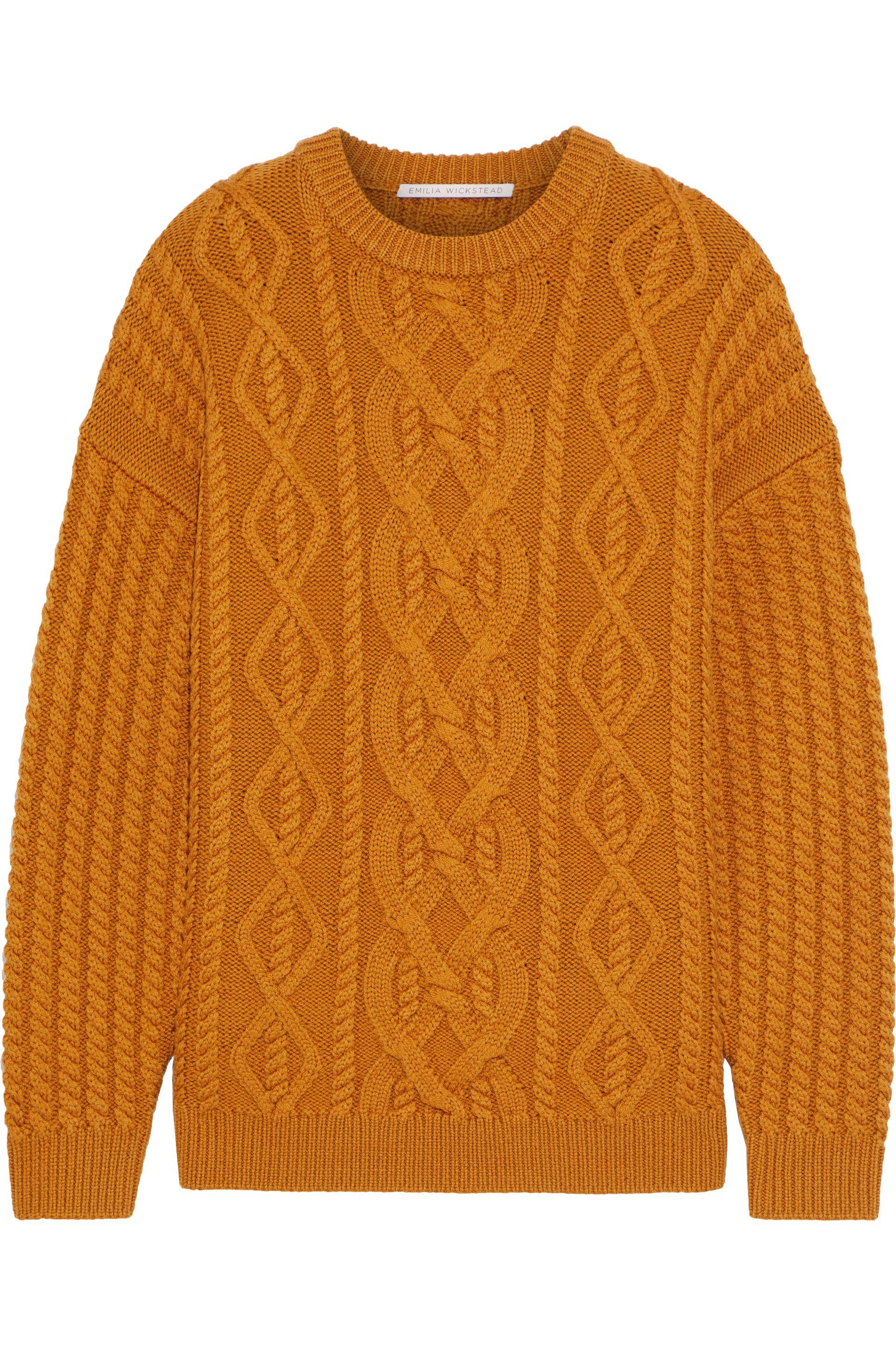 Emilia Wickstead Kobe Cable-knit Wool Sweater Mustard - Lyst
