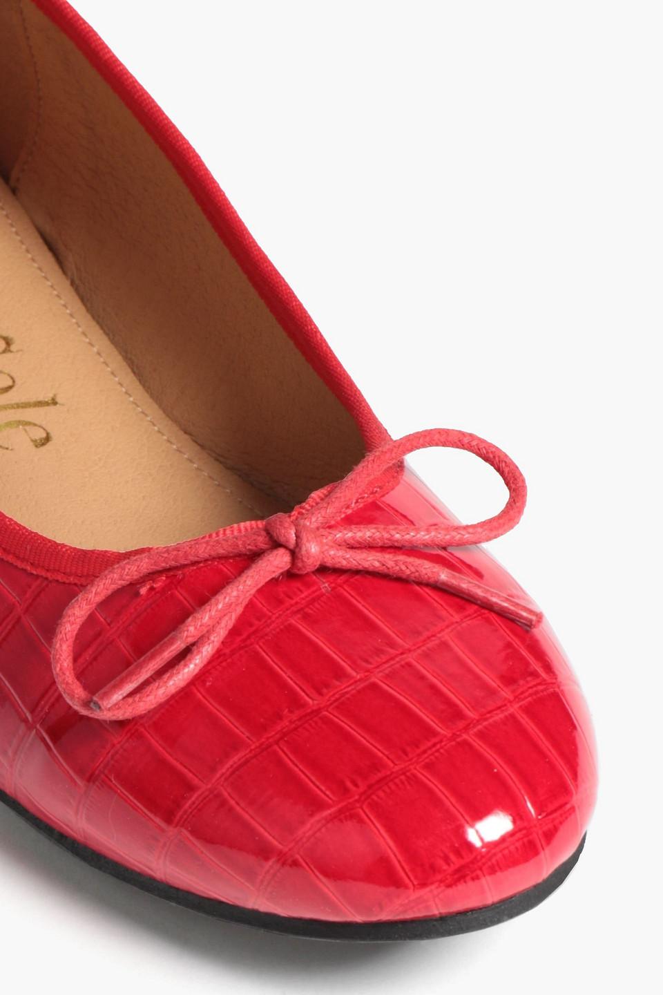 French Sole Amelie Croc-effect Patent-leather Ballet Flats in Red | Lyst