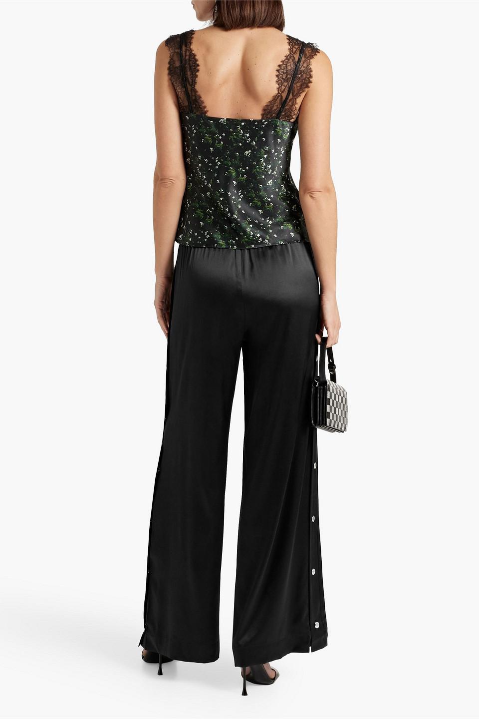 Cami NYC Laurma Snap detailed Silk blend Satin Wide leg Pants in