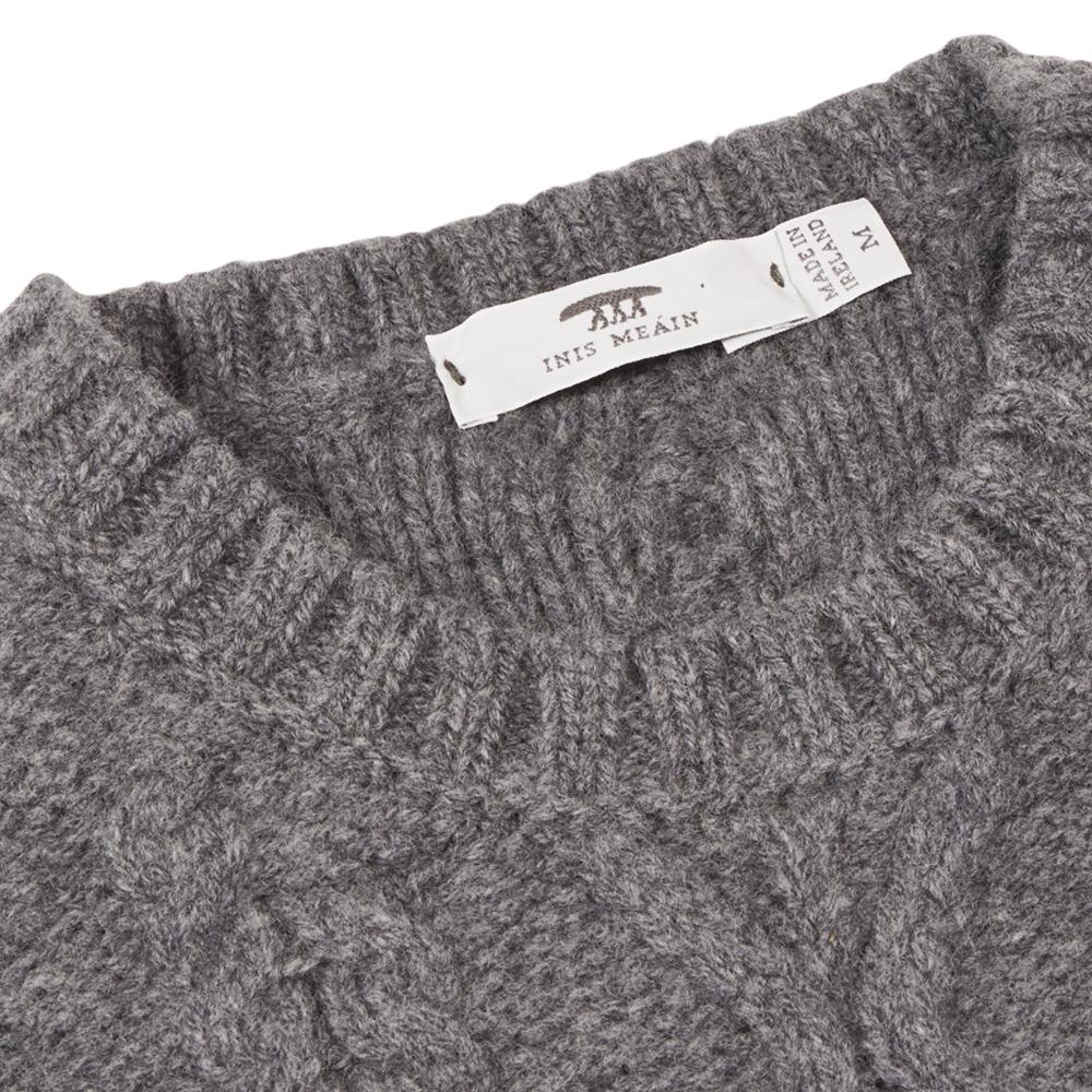 Inis Meáin Dark Grey Classic Merino Aran-knit Crew-neck Sweater in Gray ...
