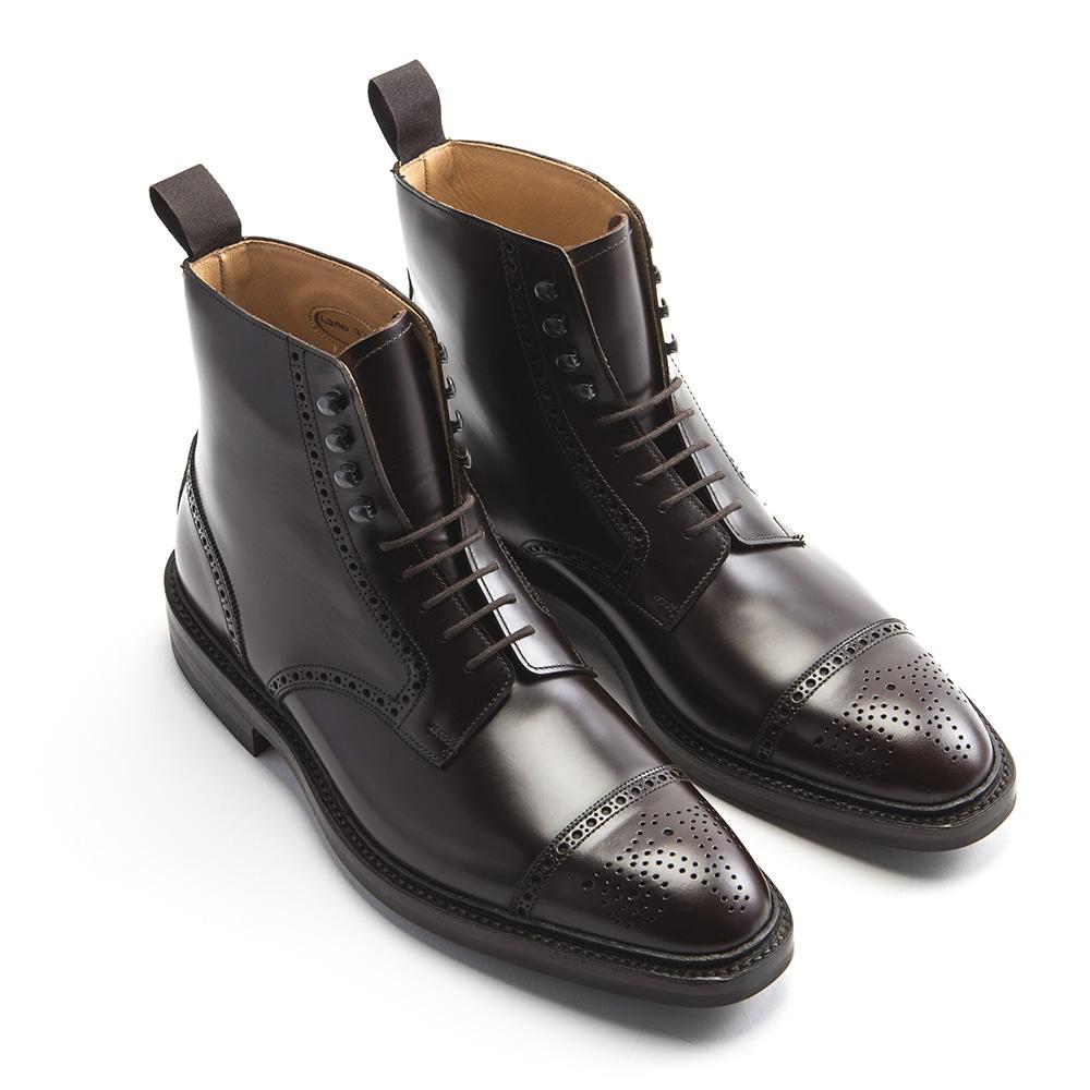 George Cleverley Burgundy Toby Brogue Derby Leather Boots in Black for ...