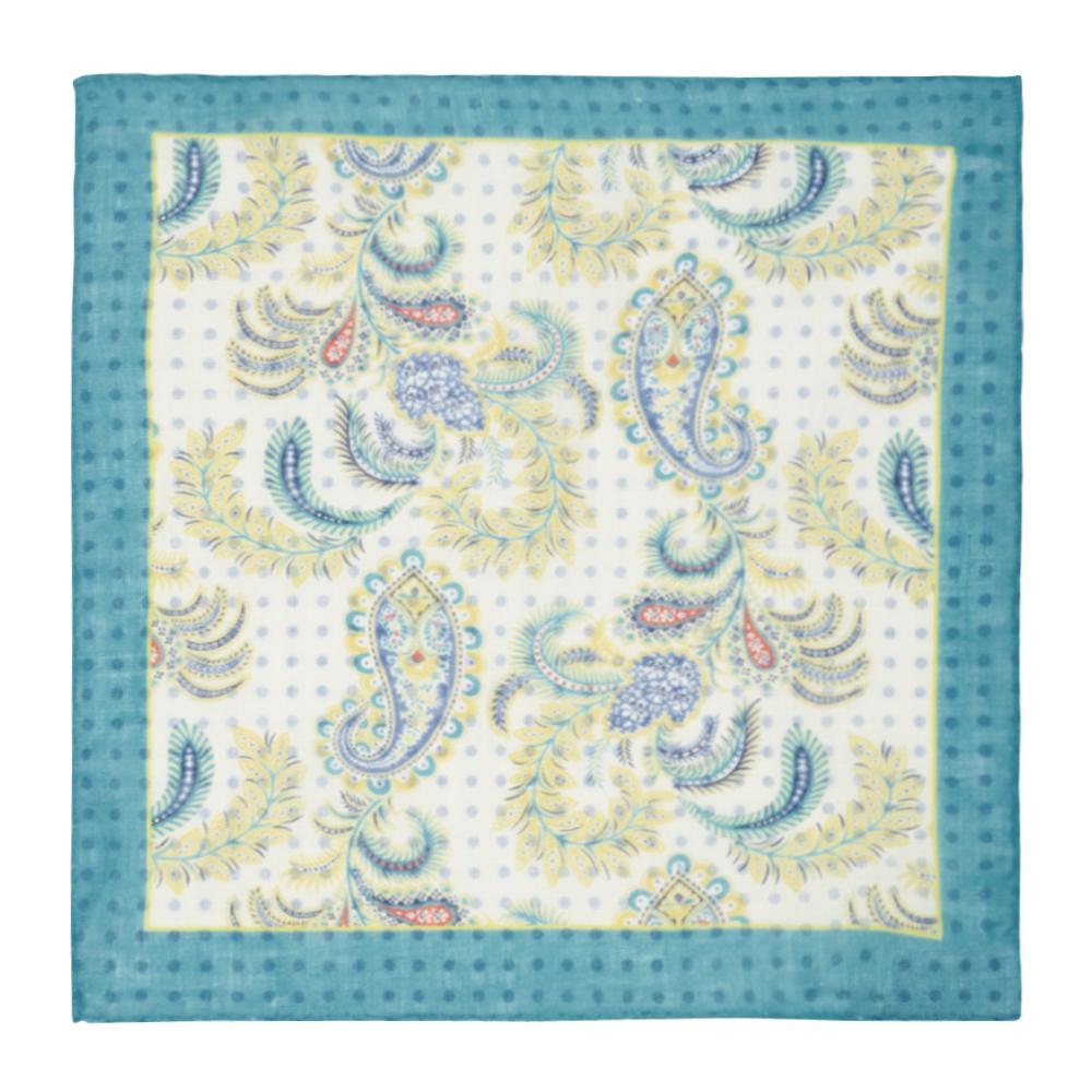Drake/'s Pocket Square Sky blue w//red splash print Pure linen