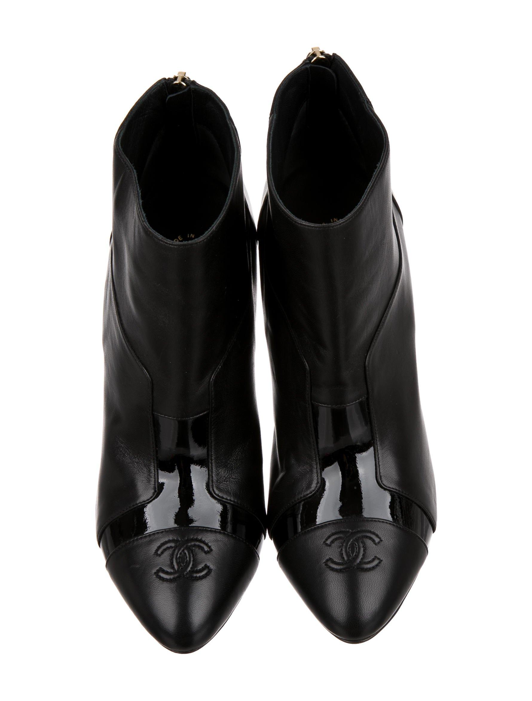 Chanel Cc Captoe Ankle Boots Black in Metallic Lyst