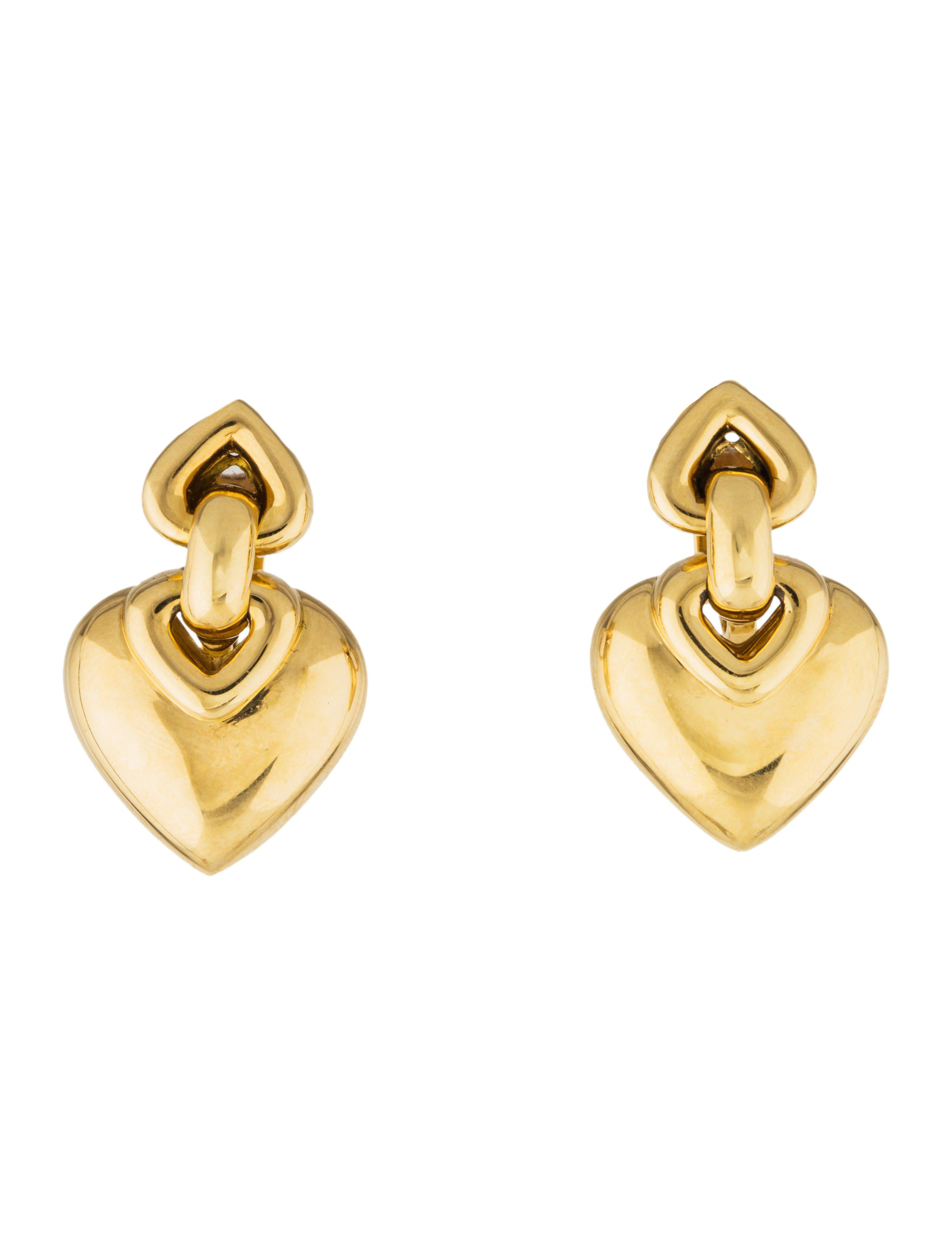 Lyst Bvlgari Heart Drop Clip On Earrings Yellow In Metallic Gallery