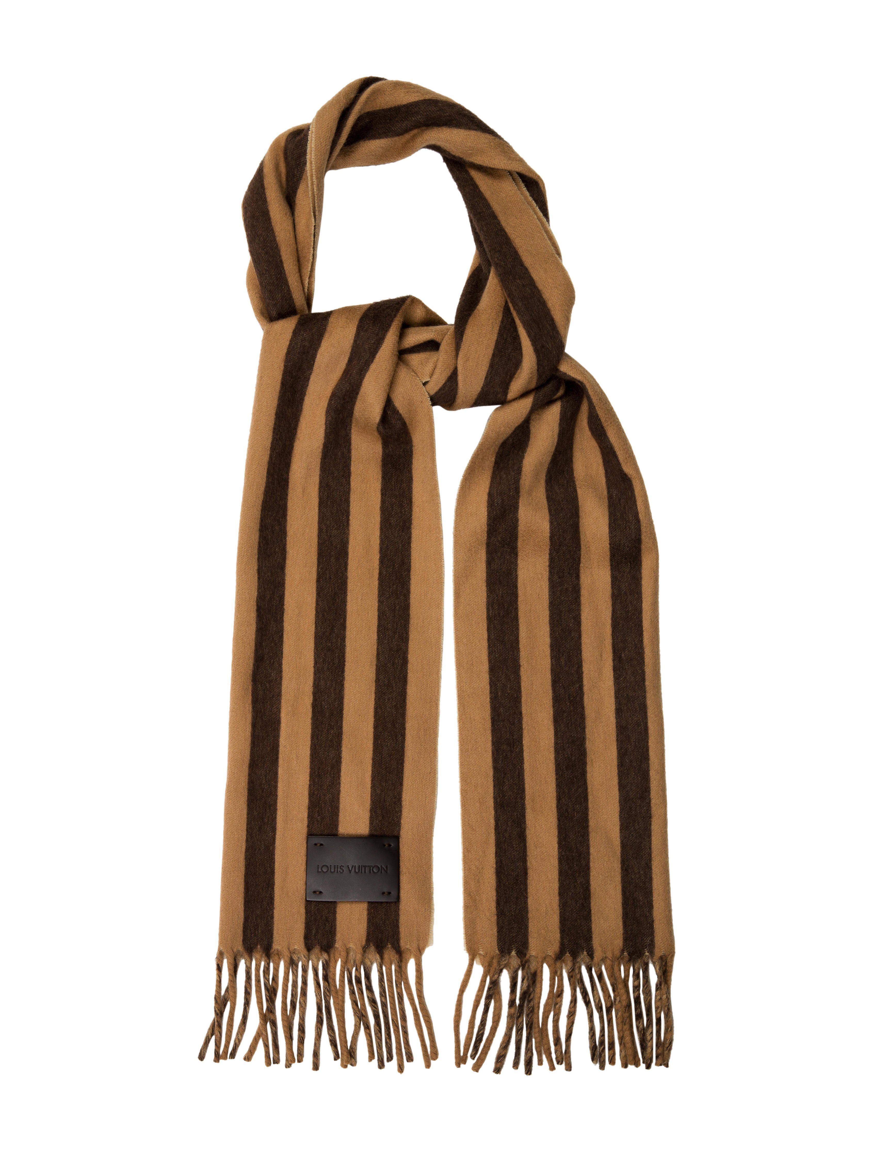Lyst - Louis vuitton Striped Cashmere Scarf Tan in Natural