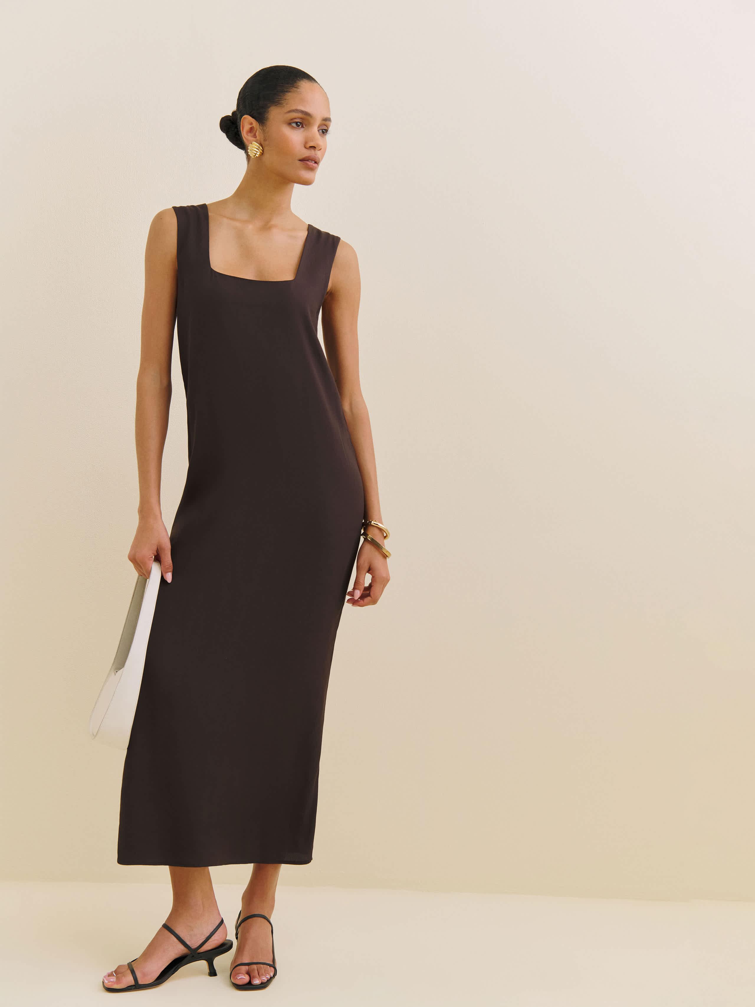 reformation vea dress black sale Reformation Vea Midi Dress | Black